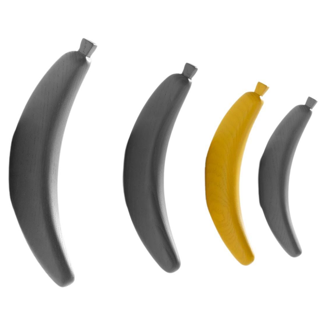 Contemporary Yellow Grey  Wooden Banana Coat Hangers / Hooks by Jaime Hayon For Sale