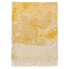 Yellow Wool and Cashmere Throw Made in Italy – Jacquard Marble Effect