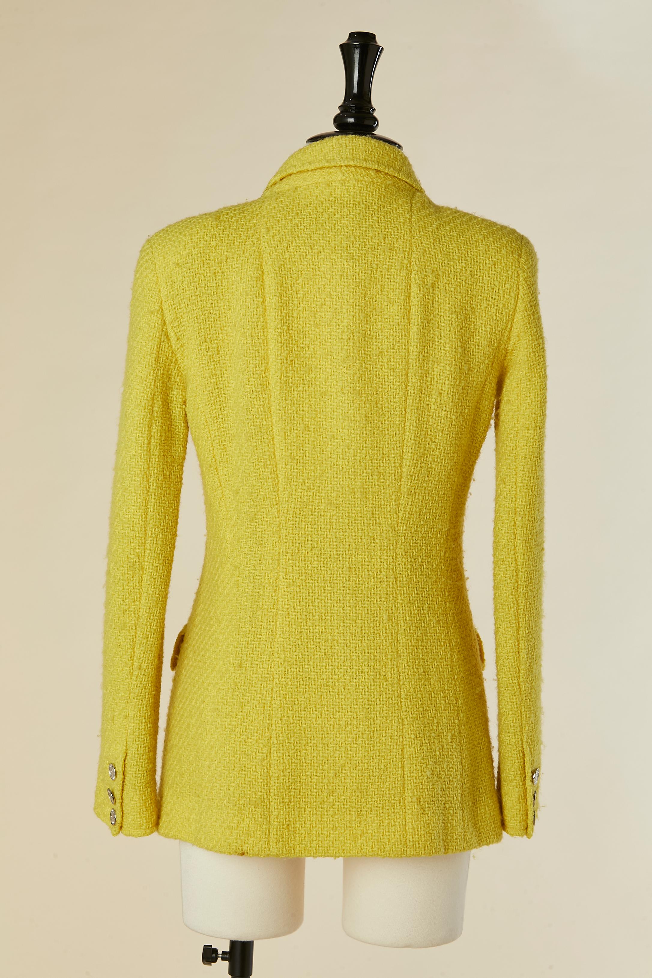 Veste croisée en laine jaune CHANEL BOUTIQUE en vente 2