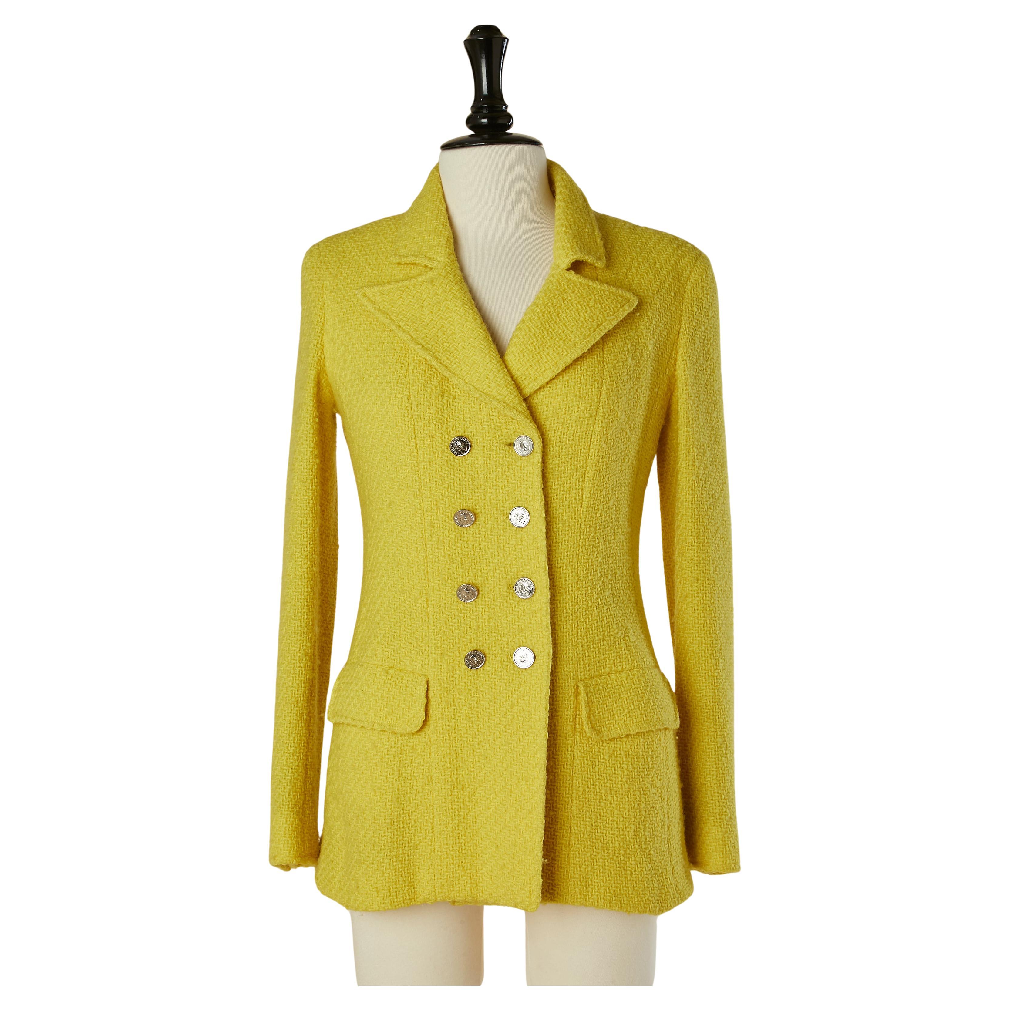 Zweireihige Jacke aus gelber Wolle CHANEL BOUTIQUE
