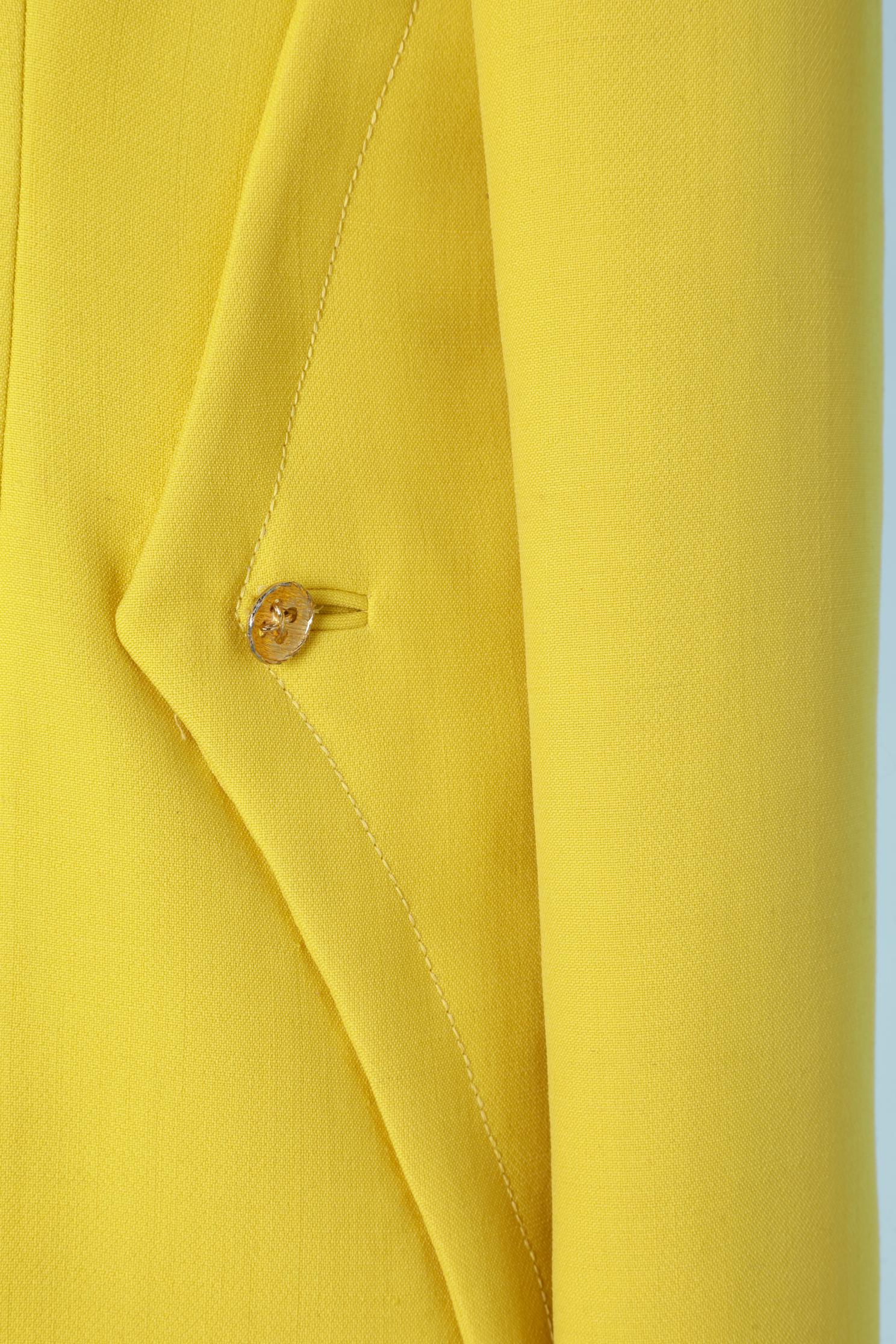 Yellow wool jersey tunique and trouser ensemble GALANOS In Excellent Condition For Sale In Saint-Ouen-Sur-Seine, FR
