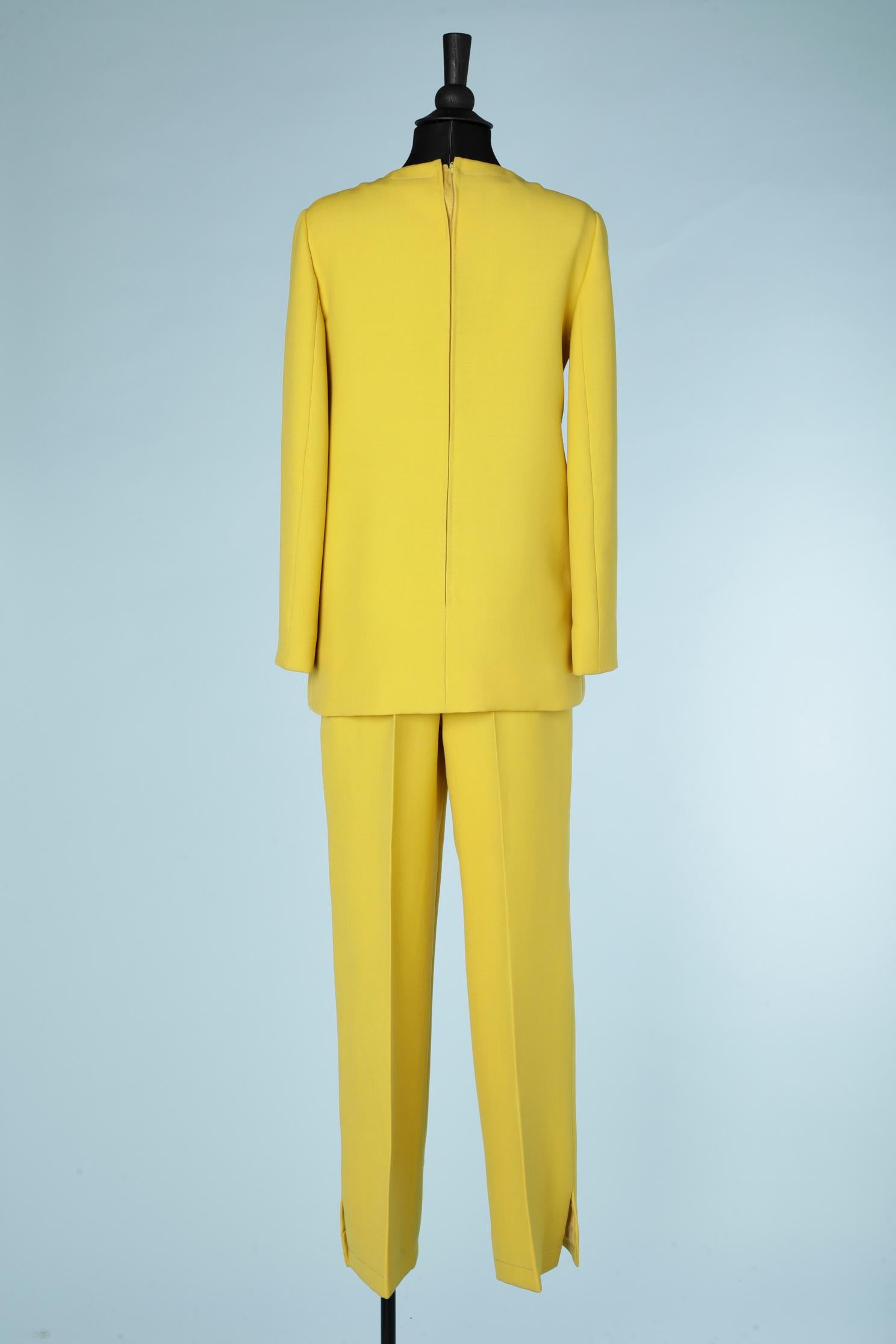 Yellow wool jersey tunique and trouser ensemble GALANOS For Sale 1