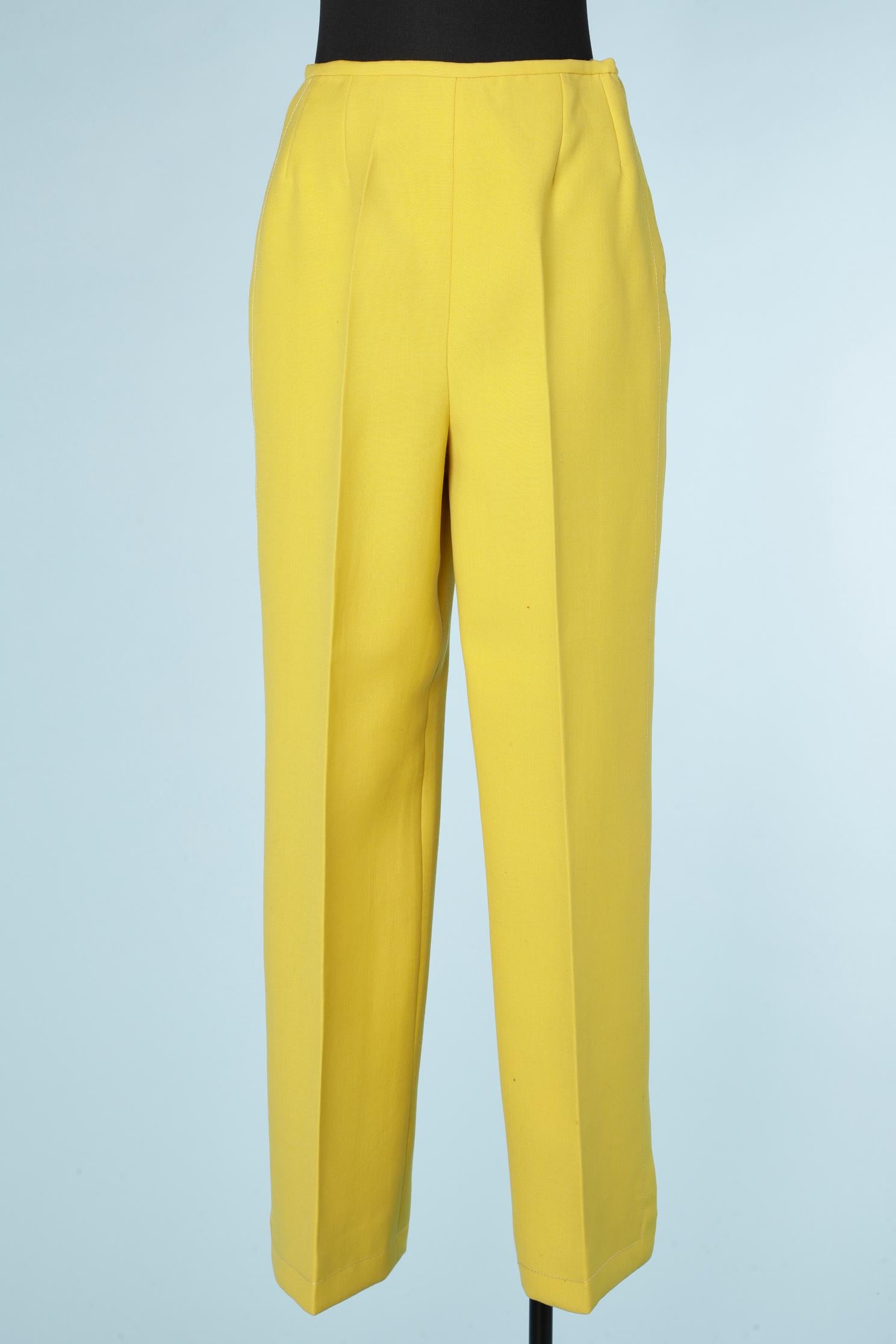 Yellow wool jersey tunique and trouser ensemble GALANOS For Sale 2