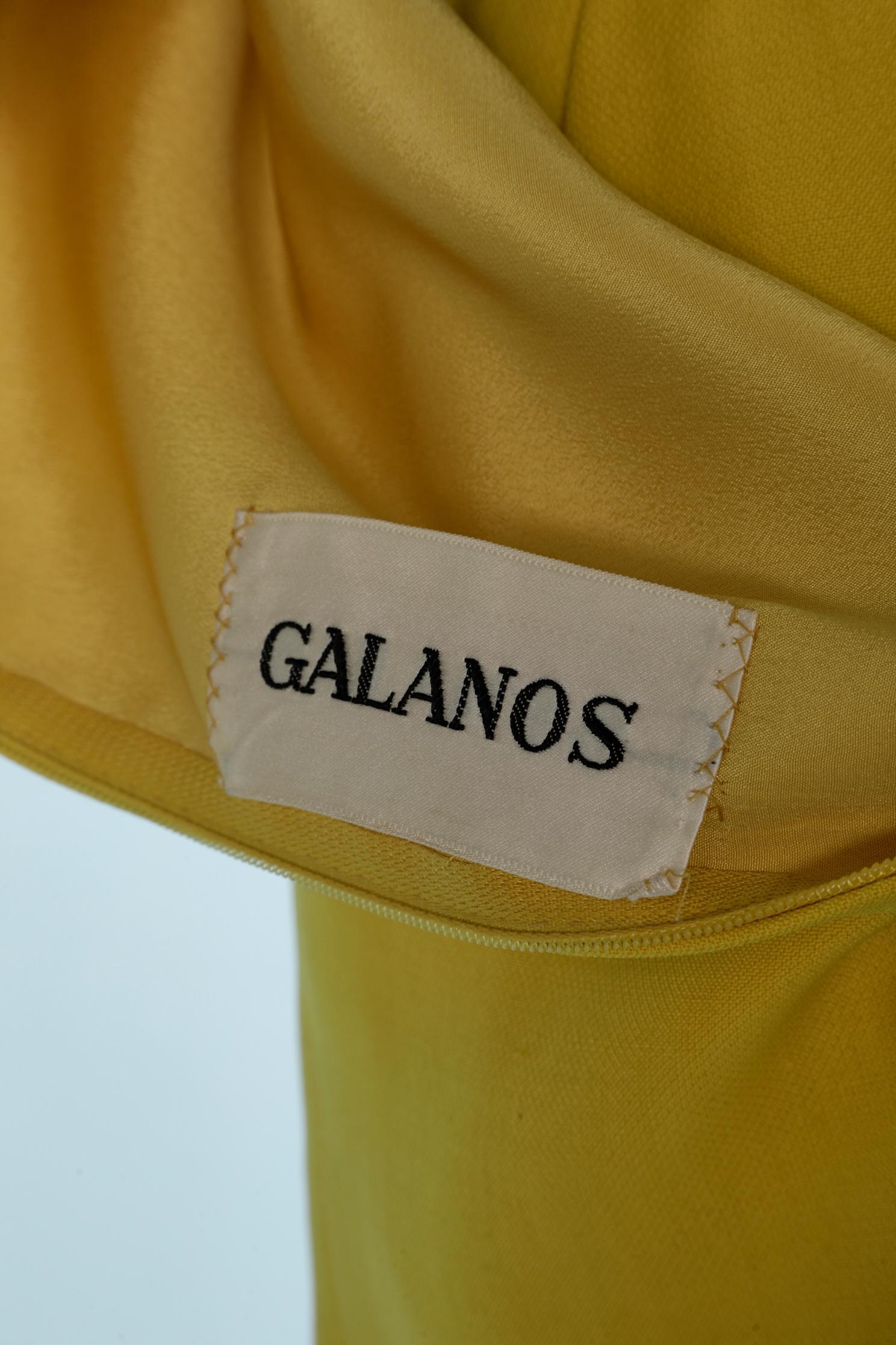 Yellow wool jersey tunique and trouser ensemble GALANOS For Sale 4