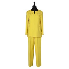 Yellow wool jersey tunique and trouser ensemble GALANOS
