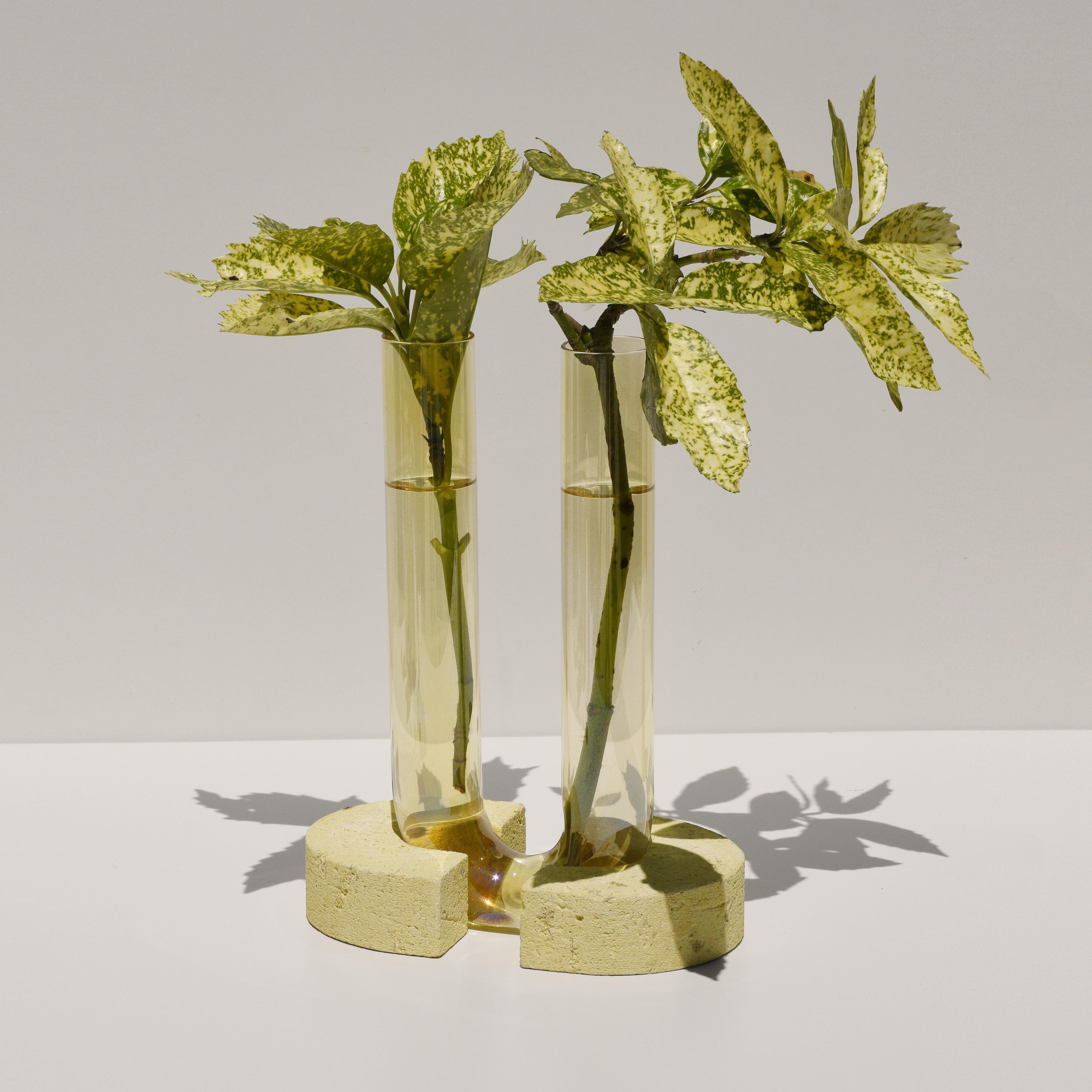 Post-Modern Yellow-Yellow Cochlea Del Risveglio Soils Edition Vase by Coki Barbieri For Sale