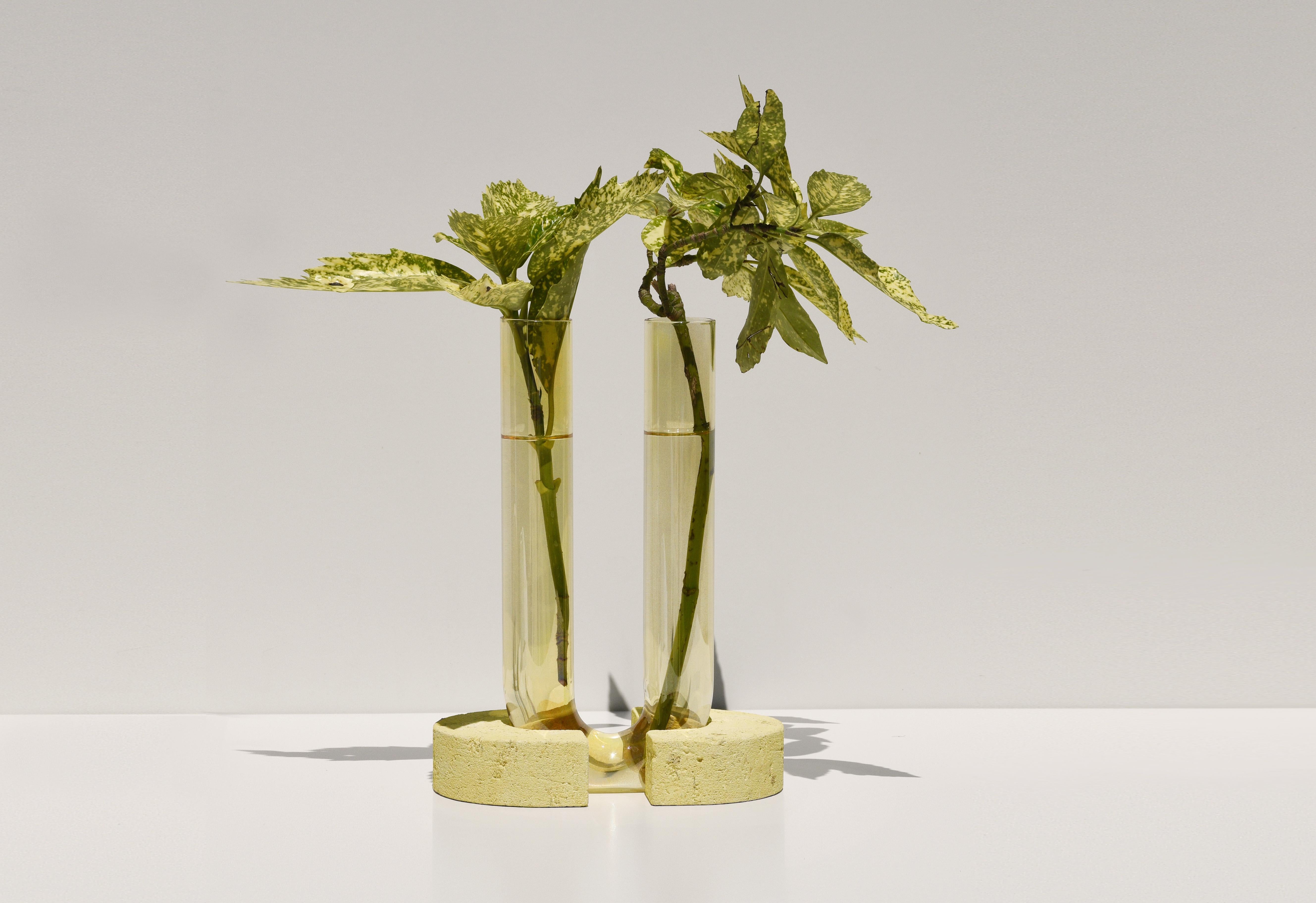 Contemporary Yellow-Yellow Cochlea Del Risveglio Soils Edition Vase by Coki Barbieri For Sale