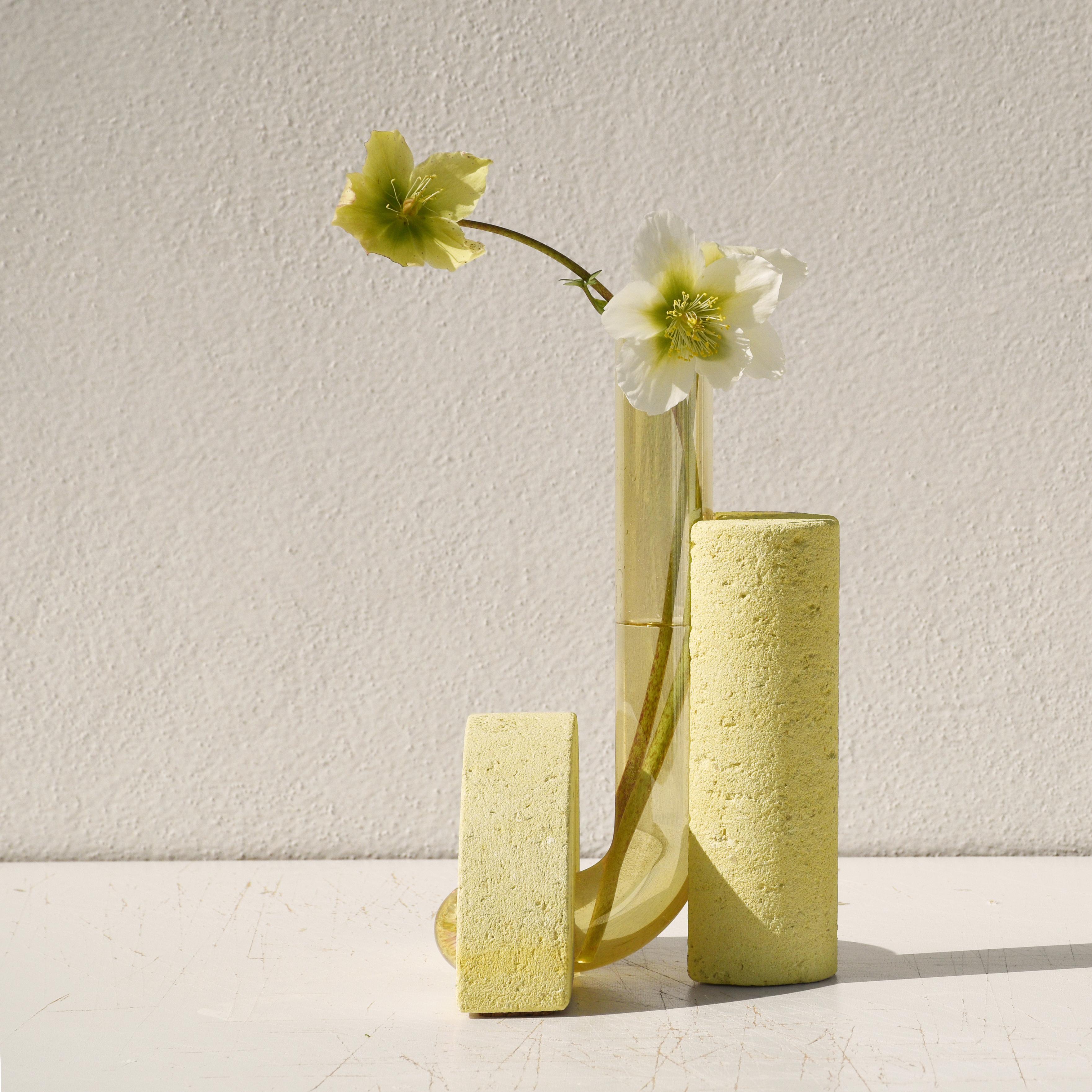 Italian Yellow-Yellow Cochlea Della Metamorfosi 1 Soils Edition Vase by Coki Barbieri For Sale