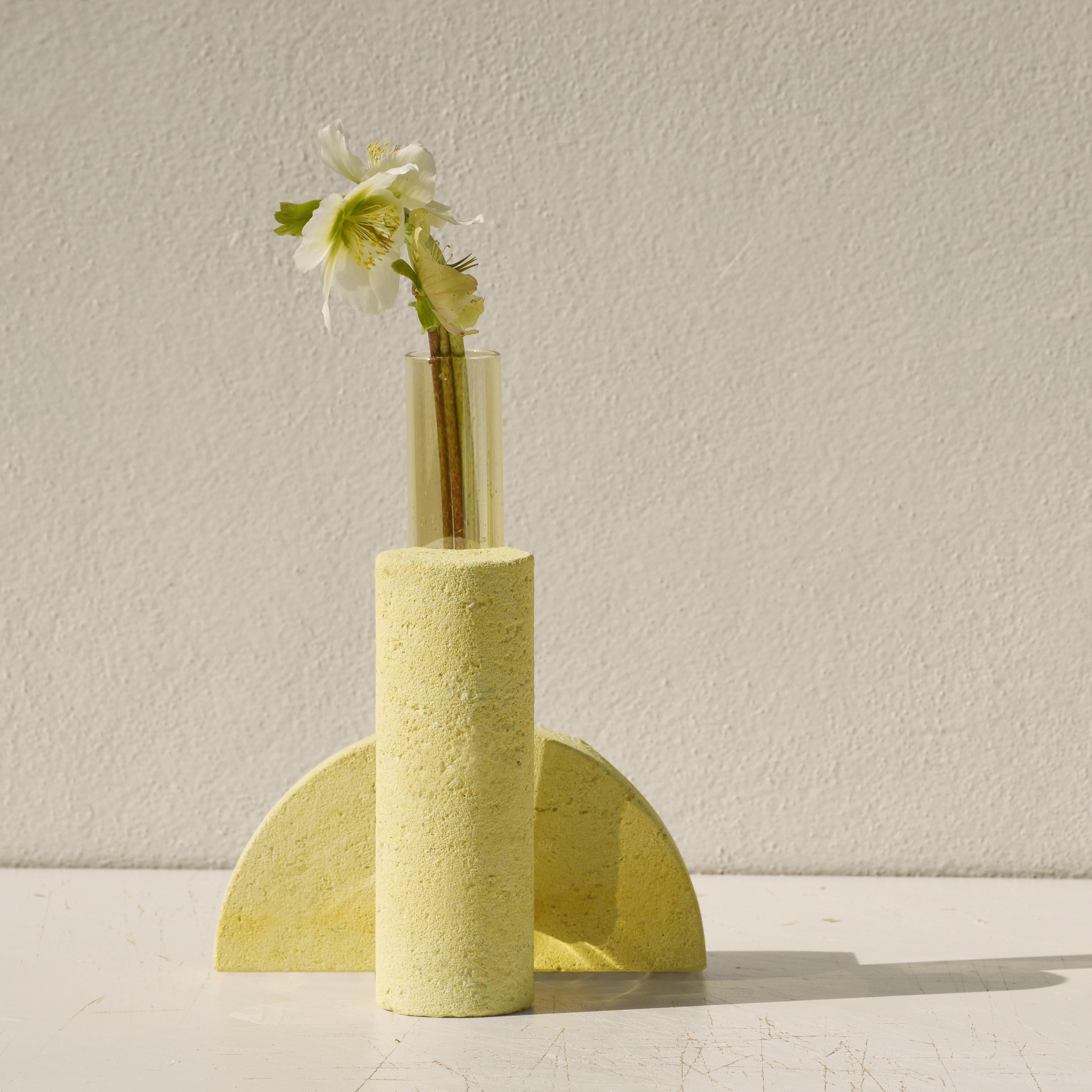Hand-Crafted Yellow-Yellow Cochlea Della Metamorfosi 1 Soils Edition Vase by Coki Barbieri For Sale