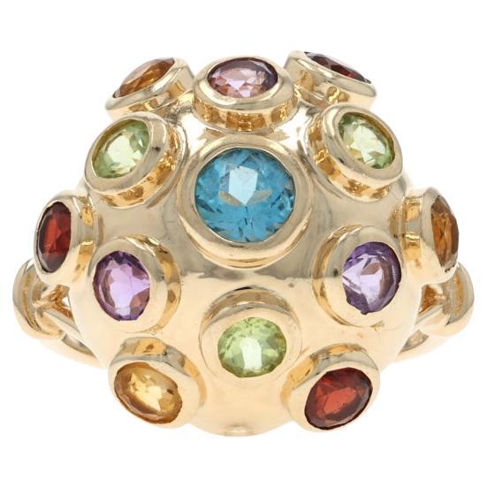 GelbGold Blau Topas Amethyst Peridot Sputnik Cluster Cocktail Ring 14k 2.21ctw
