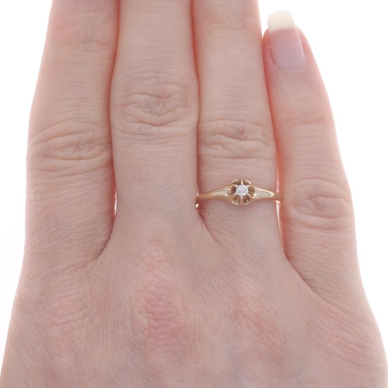 Anillo de Compromiso Solitario Edwardian de Oro Amarillo 14k Mina AntiqueButtercup Talla antigua