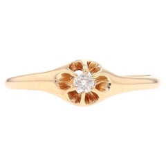 Anillo de Compromiso Solitario Edwardian de Oro Amarillo 14k Mina AntiqueButtercup