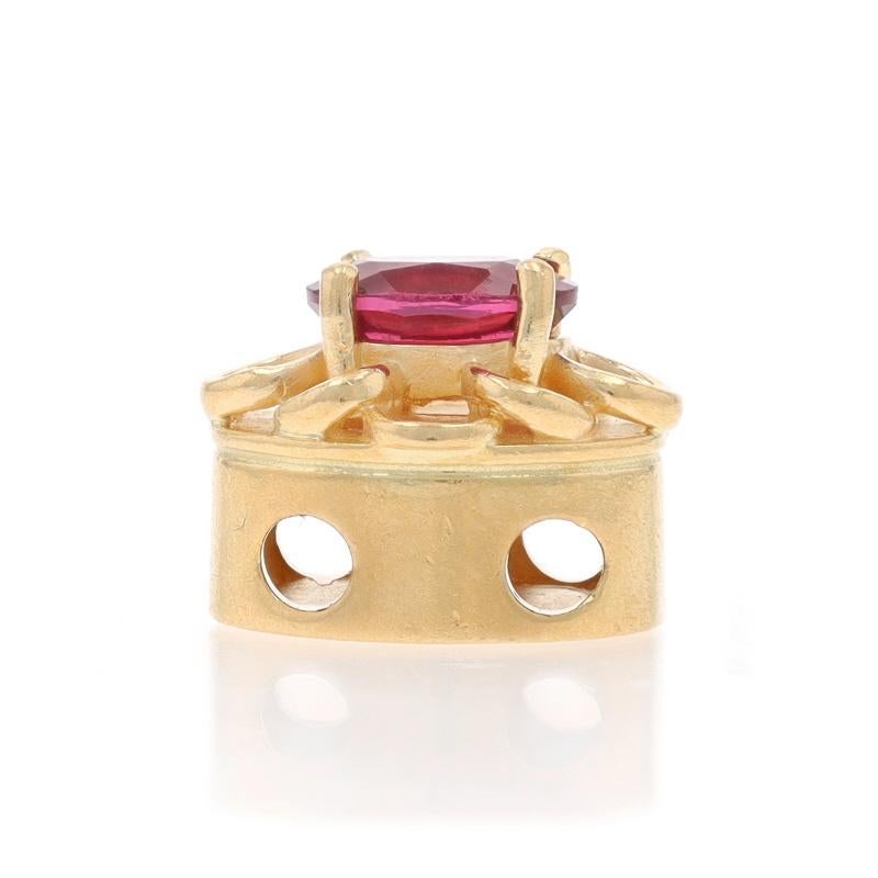 Gelbgold Rhodolith Granat Vintage Solitär Slide Charm 14k Oval 1,00ct Blume (Ovalschliff) im Angebot