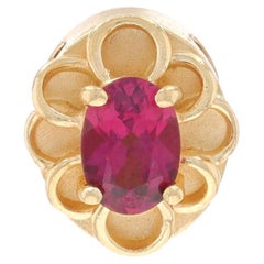 Granato rodolite d'oro giallo Solitario d'epoca Charm a scorrimento 14k Ovale 1,00ct Fiore