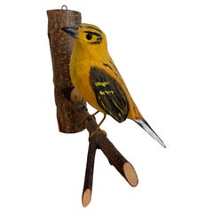 Yellowhammer Viechtauer Hand Carved Wood Bird, Black Forest Folk Art, Austria