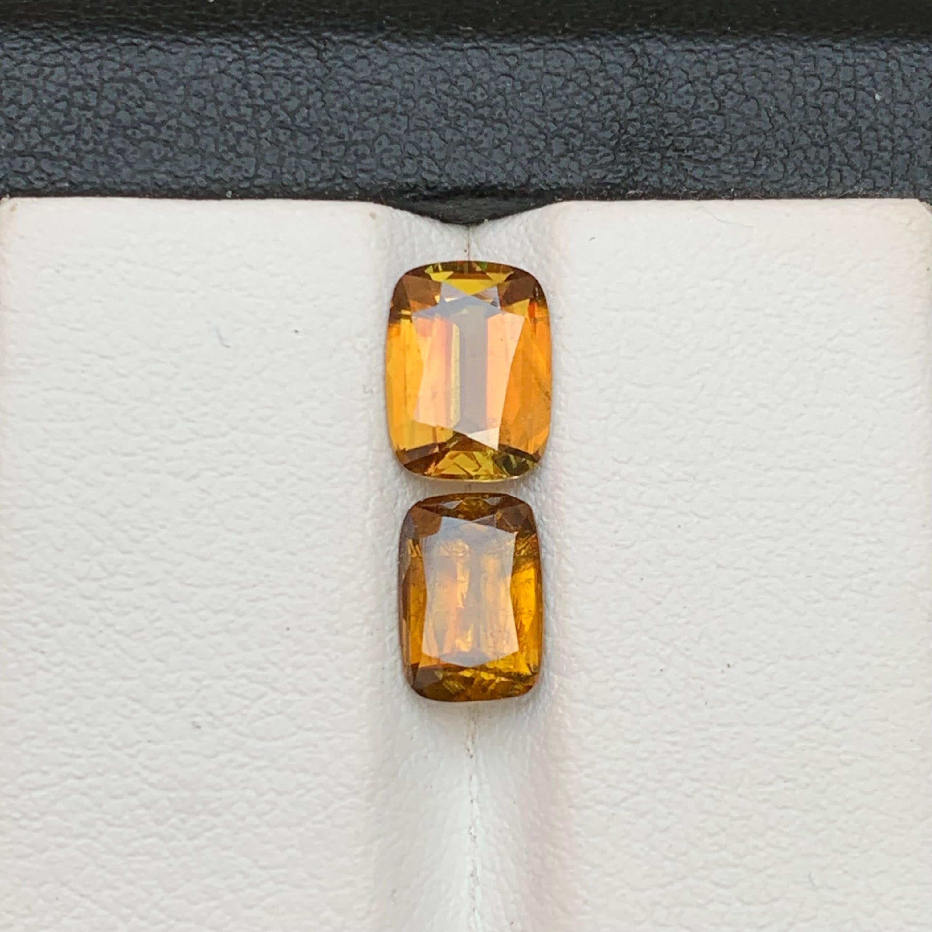Contemporary Yellowish Brown Natural Sphene/Titanite Loose Gemstones 3.30Ct Cushion Cut-Jewel For Sale