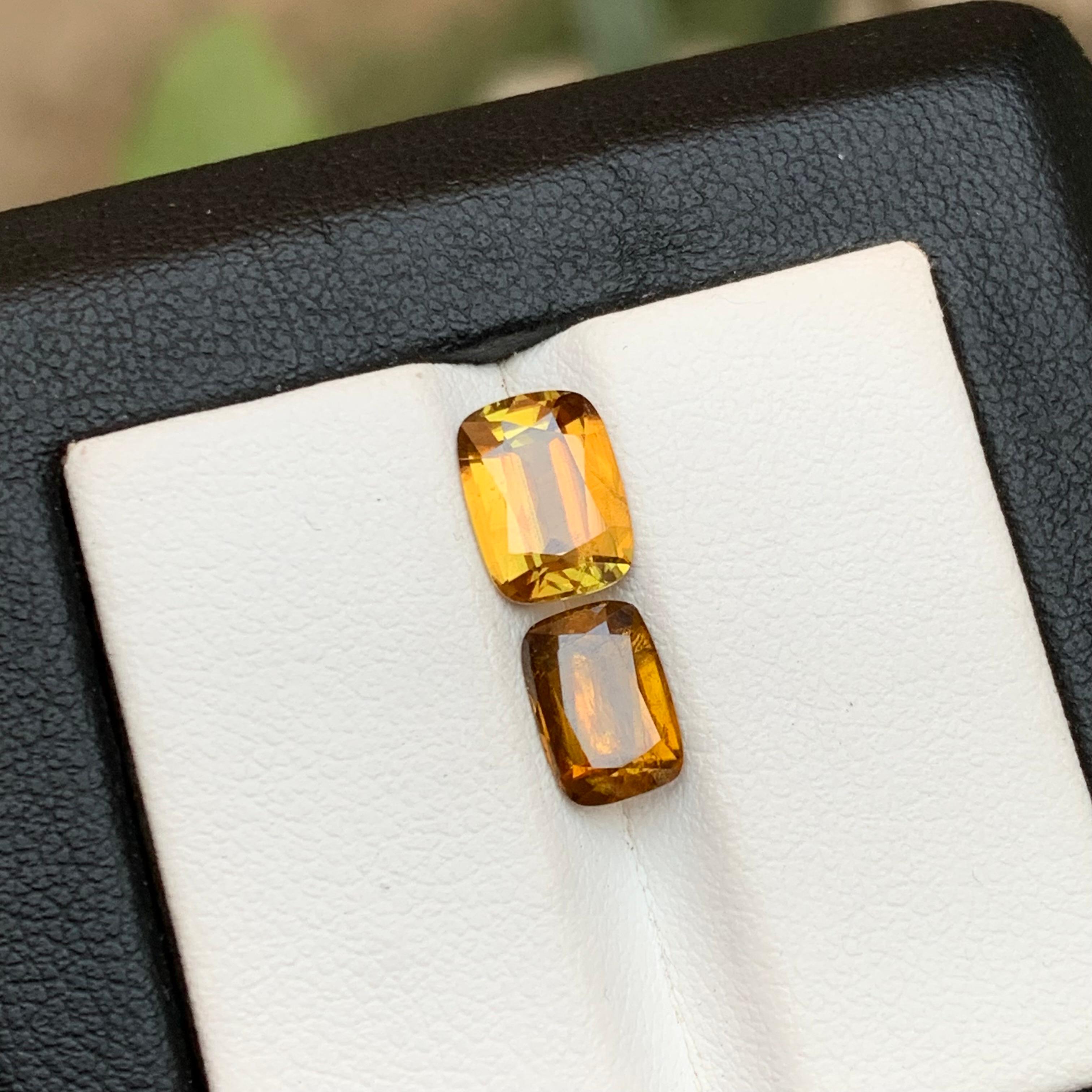 Yellowish Brown Natural Sphene/Titanite Loose Gemstones 3.30Ct Cushion Cut-Jewel In New Condition For Sale In Peshawar, PK