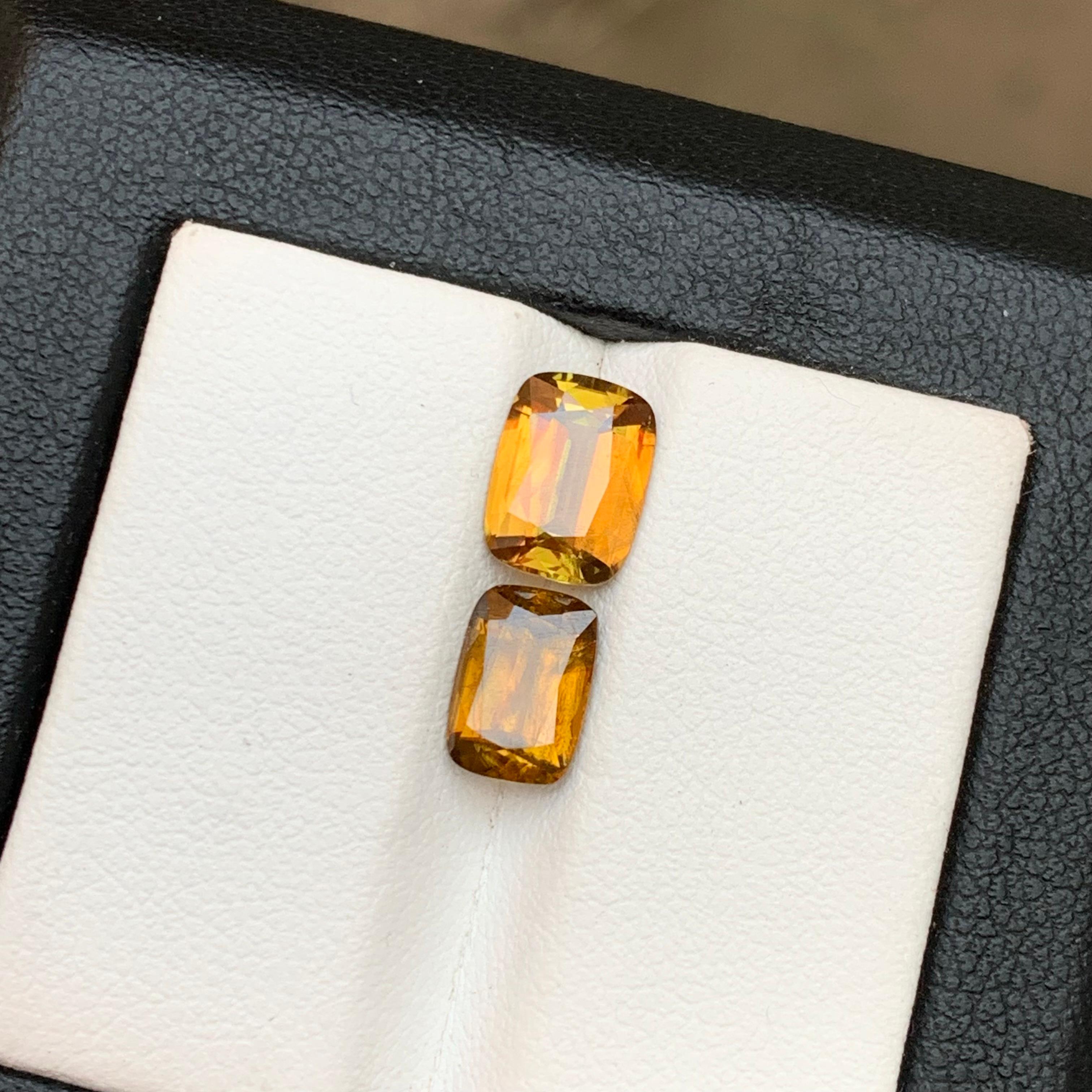 Yellowish Brown Natural Sphene/Titanite Loose Gemstones 3.30Ct Cushion Cut-Jewel For Sale 2