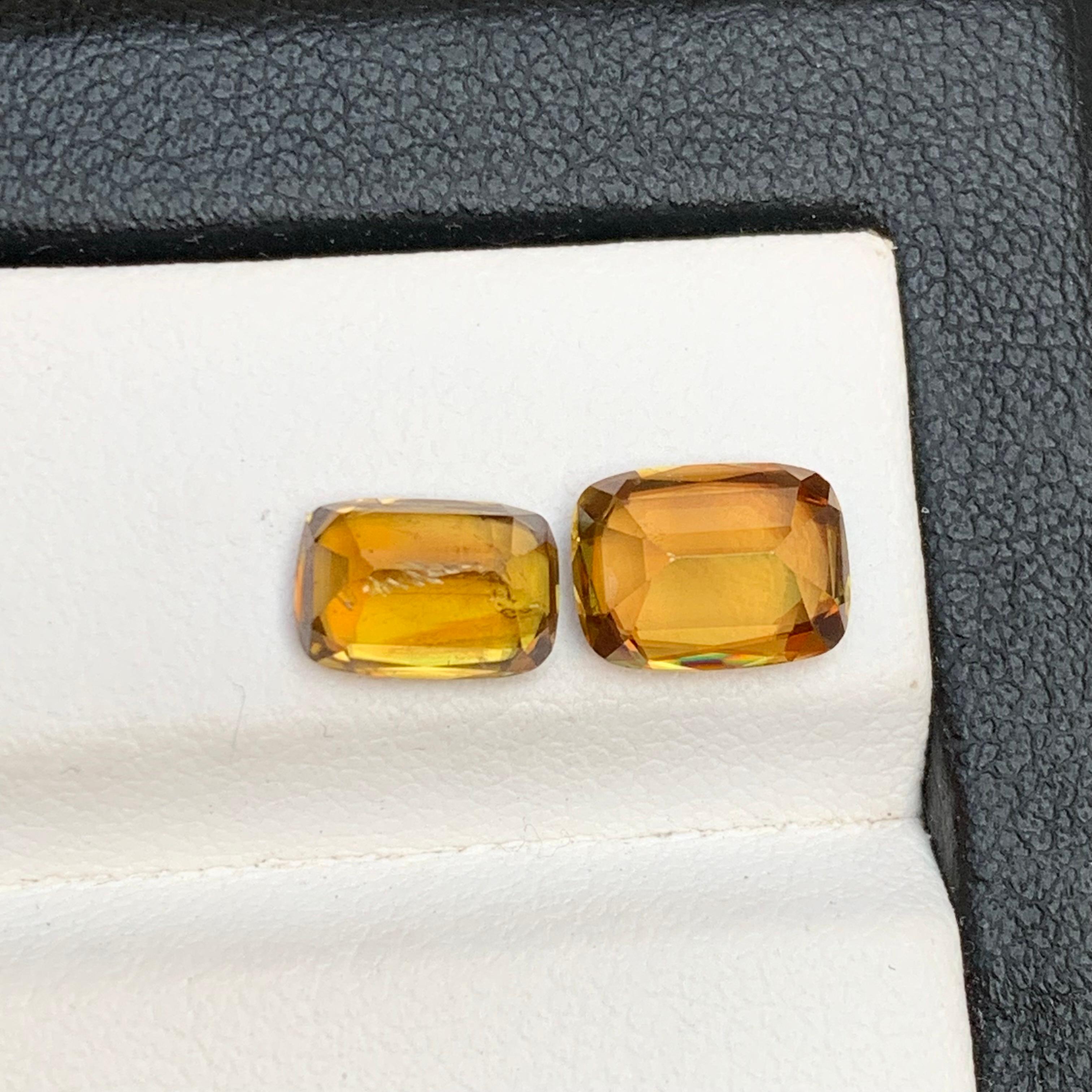 Yellowish Brown Natural Sphene/Titanite Loose Gemstones 3.30Ct Cushion Cut-Jewel For Sale 3
