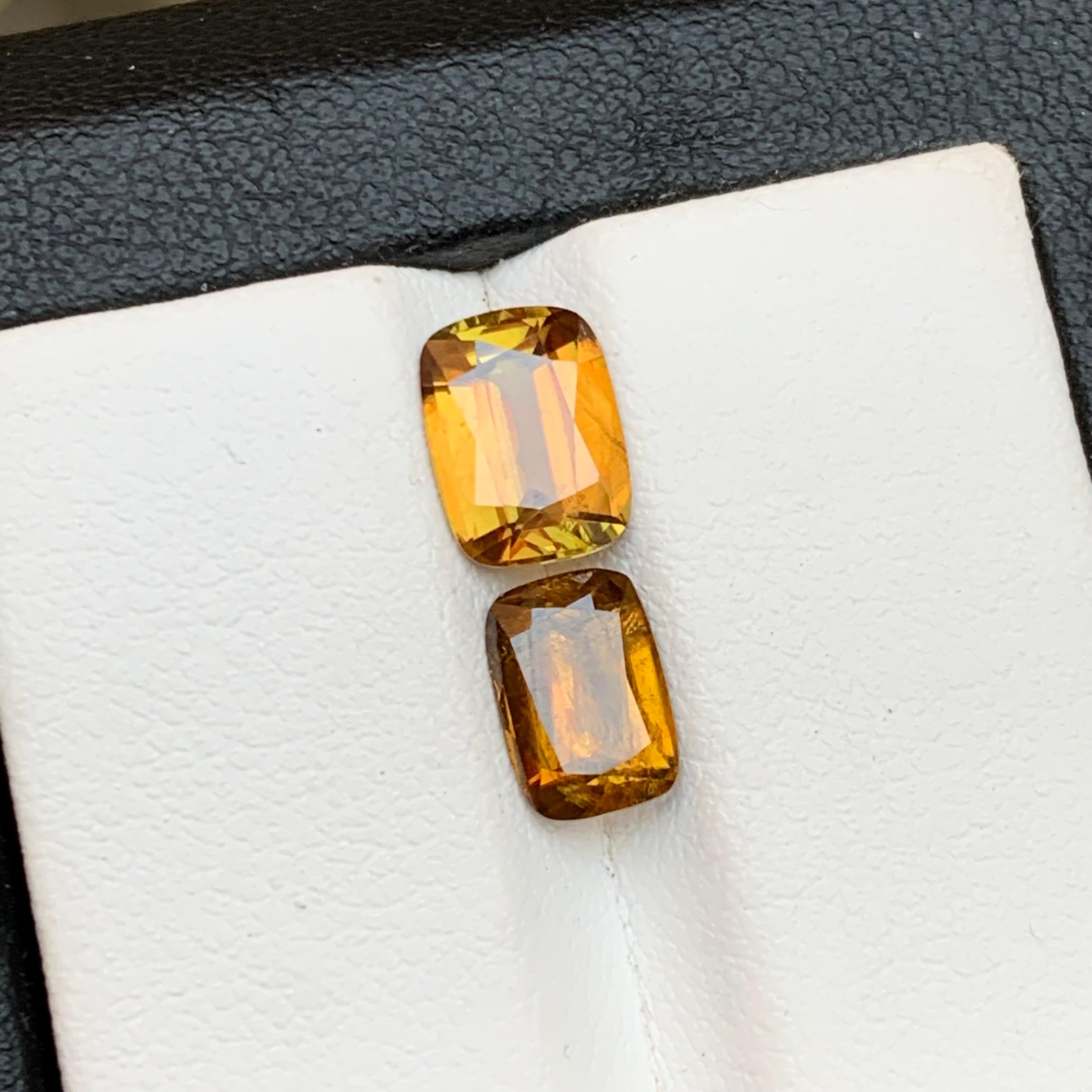 Yellowish Brown Natural Sphene/Titanite Loose Gemstones 3.30Ct Cushion Cut-Jewel For Sale 4