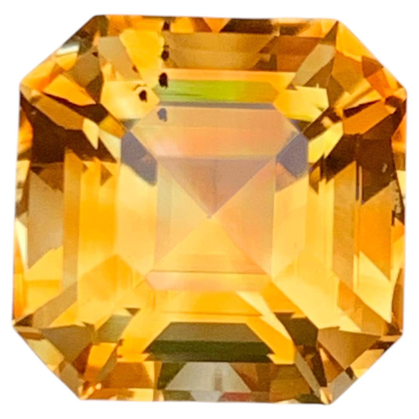Citrino natural dorado amarillento de 7,40 quilates talla Asscher Gema suelta para anillo