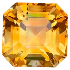 Yellowish Golden Natural Citrine 7.40 Carat Asscher Cut Loose Gemstone for Ring