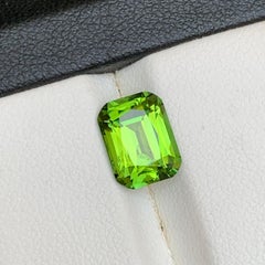 Lime Green Natural Tourmaline 2.62 Carat Cushion Cut Loose Gemstone for Ring