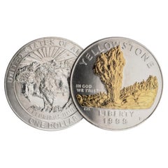 Yellowstone National Park 1999 Gold Highlighted Silver Dollar, Coin