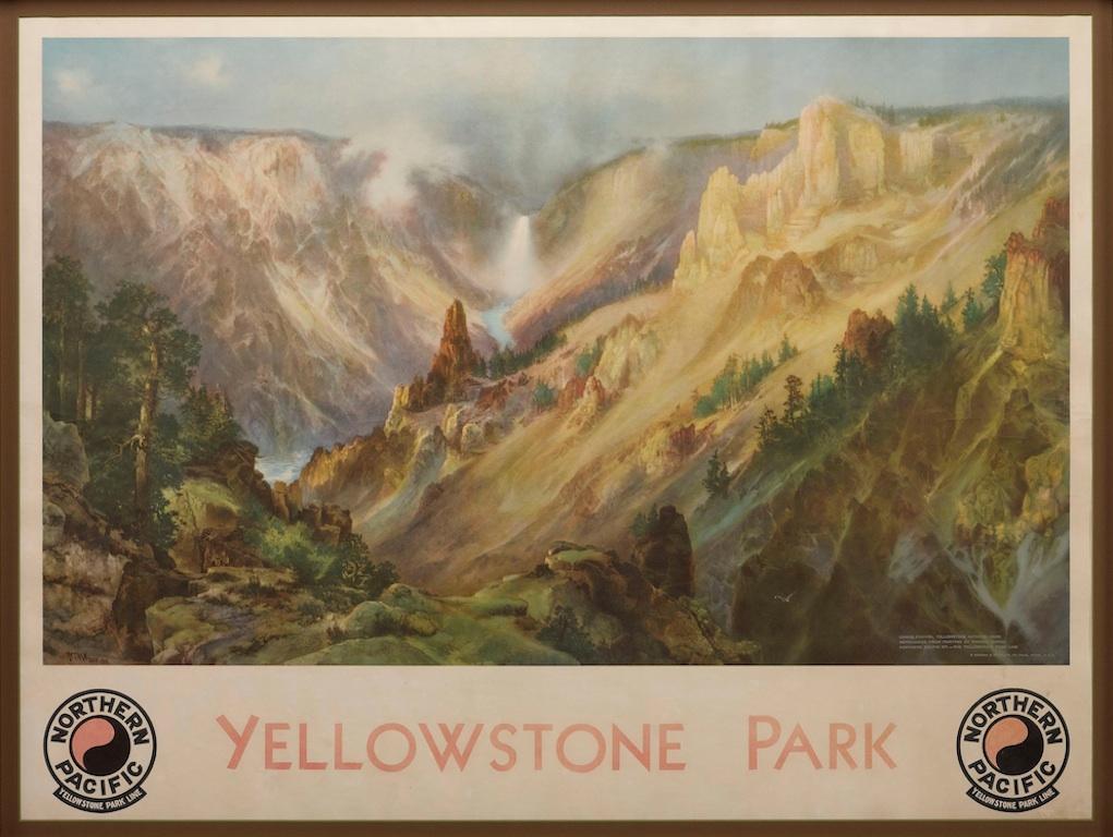 Poster der Northern Pacific Railroad, „Yellowstone Park“, nach Thomas Moran, 1924 im Zustand „Gut“ im Angebot in Colorado Springs, CO