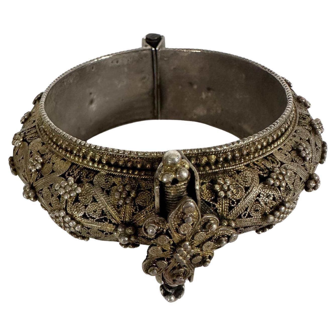 Yemenite Jewish Bridal Bracelet – Silver Filigree Dowry Ornament