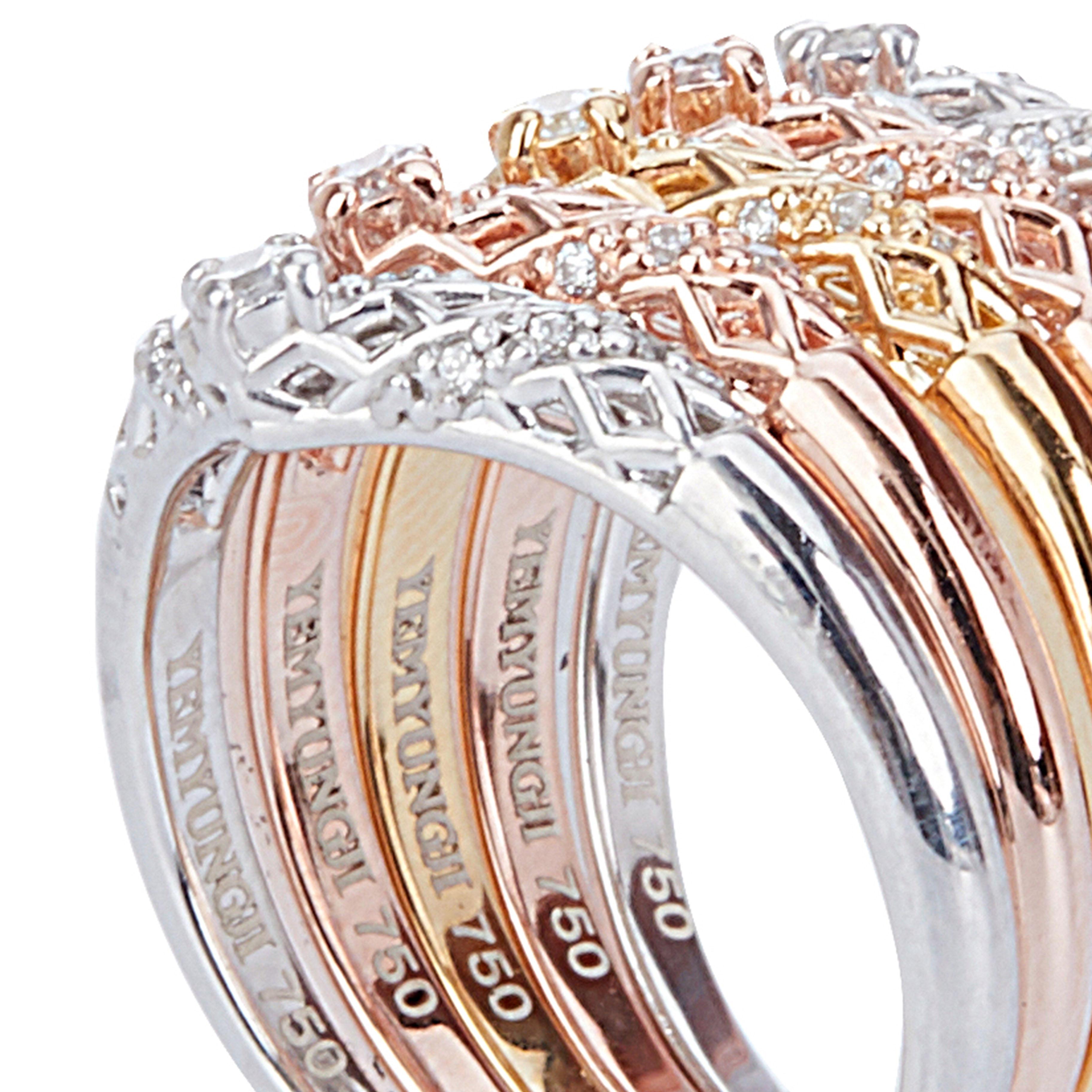 Yemyungji Diamond 18 Karat Yellow White Rose Gold Eternity Ring Layering Set In New Condition For Sale In Seoul, Seoul