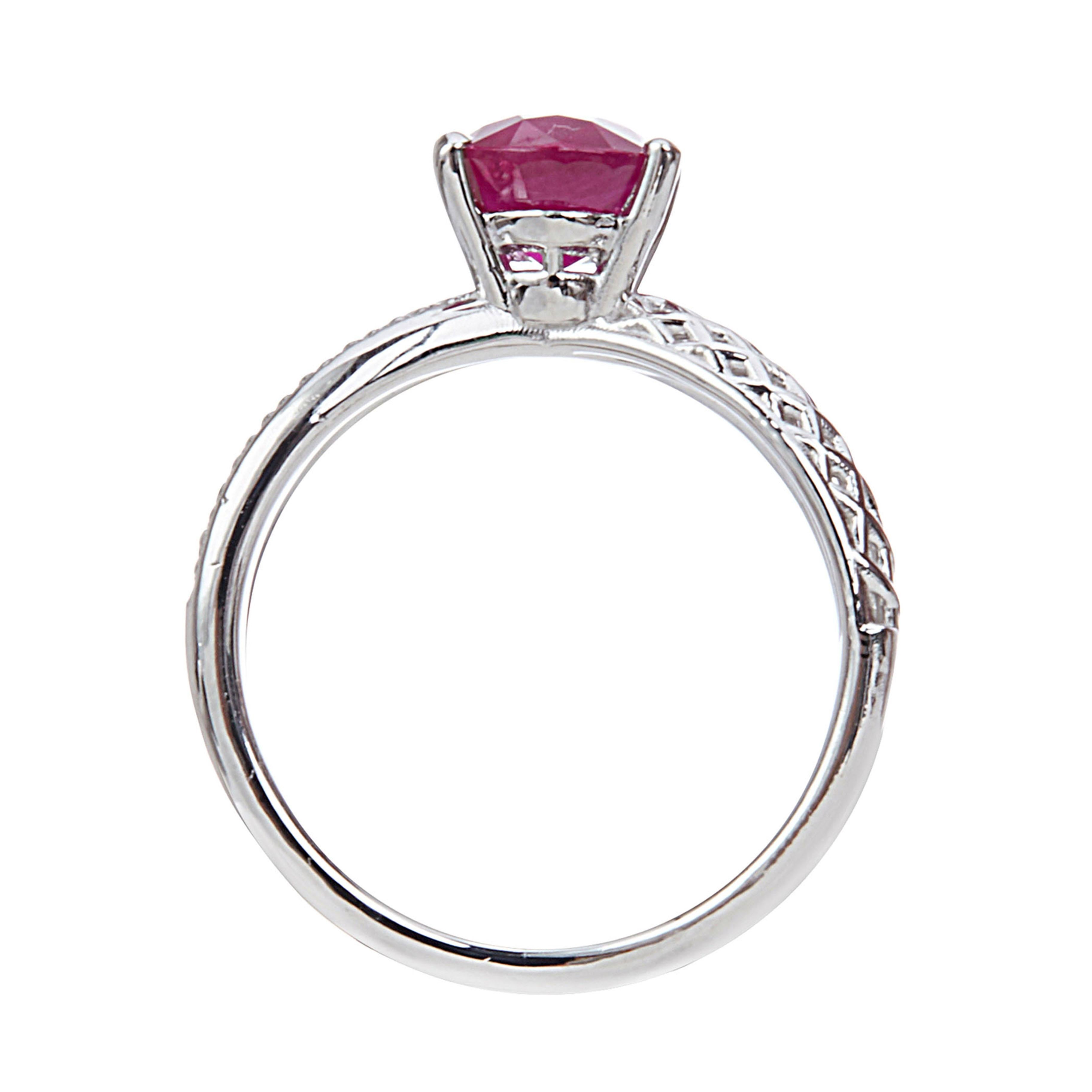 Contemporary Yemyungji Burma Ruby Oval Cut 2.37ct Diamond 18 Karat White Gold Solitaire Ring For Sale