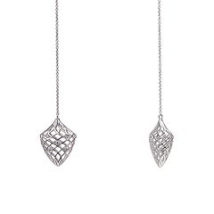 Yemyungji Diamond 18 Karat White Gold Arrow-headed Chain Drop Earrings