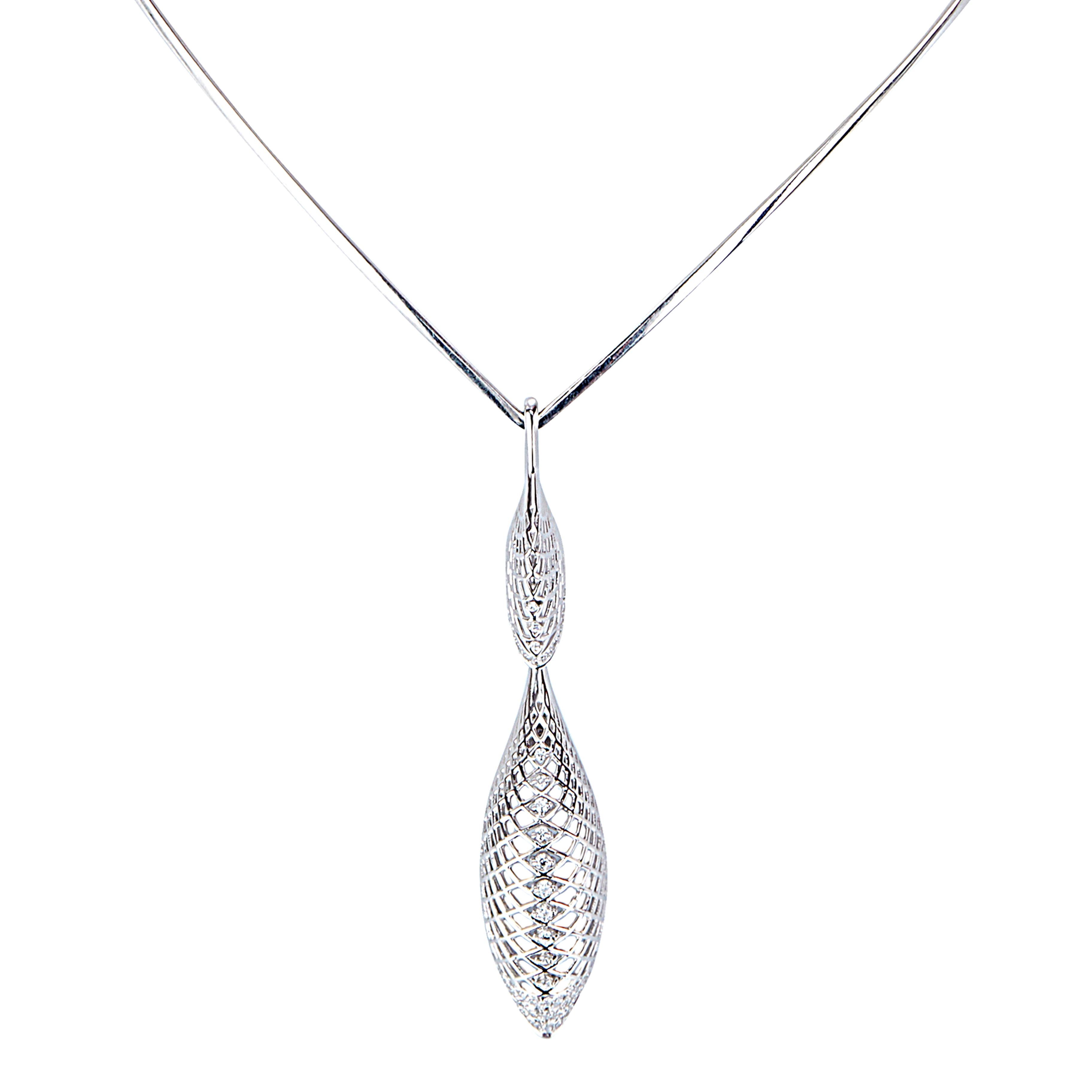 Contemporary Yemyungji Diamond 18 Karat White Gold Wing Choker Necklace For Sale