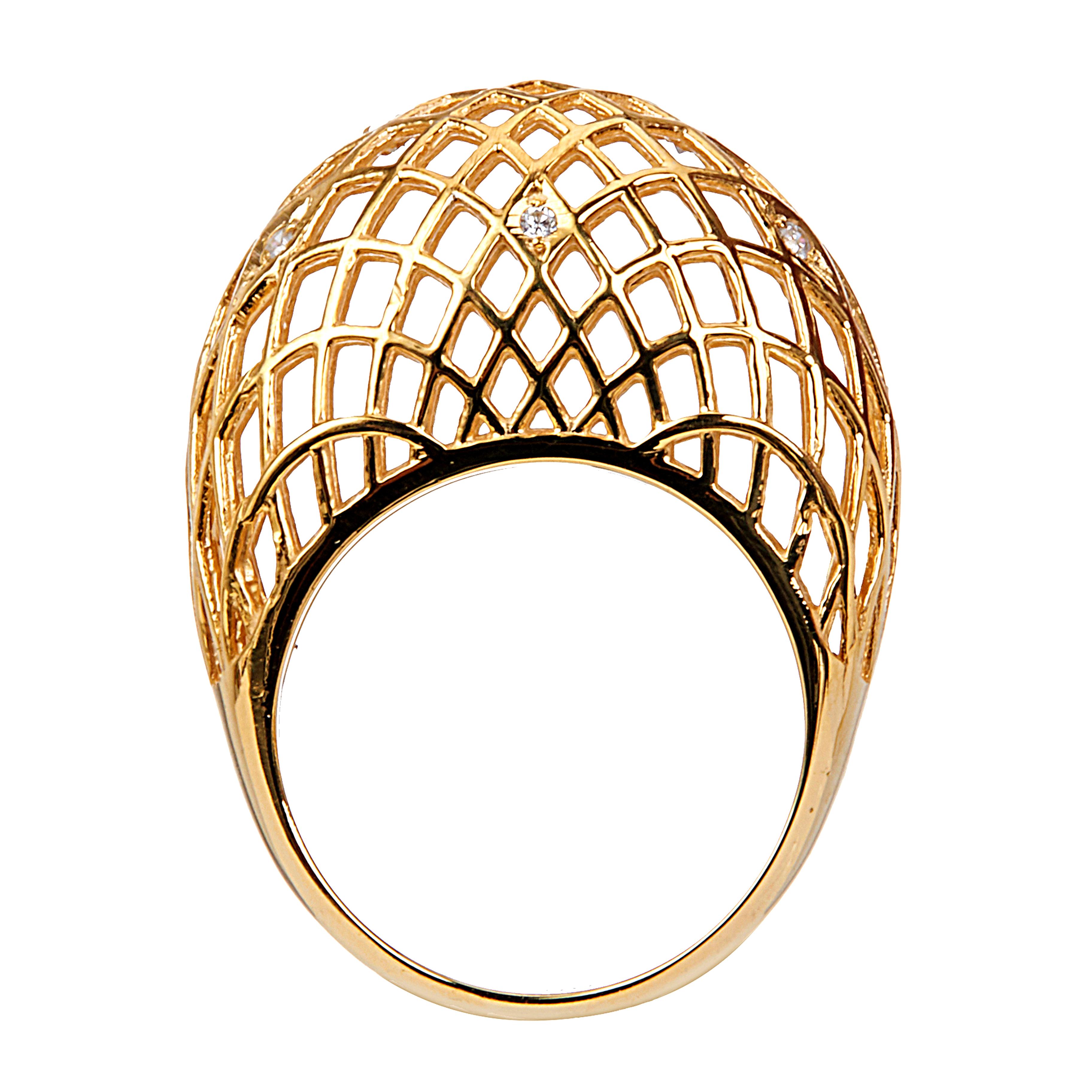 Contemporary Yemyungji Diamond 18 Karat Yellow Gold Blooming Dome Ring For Sale