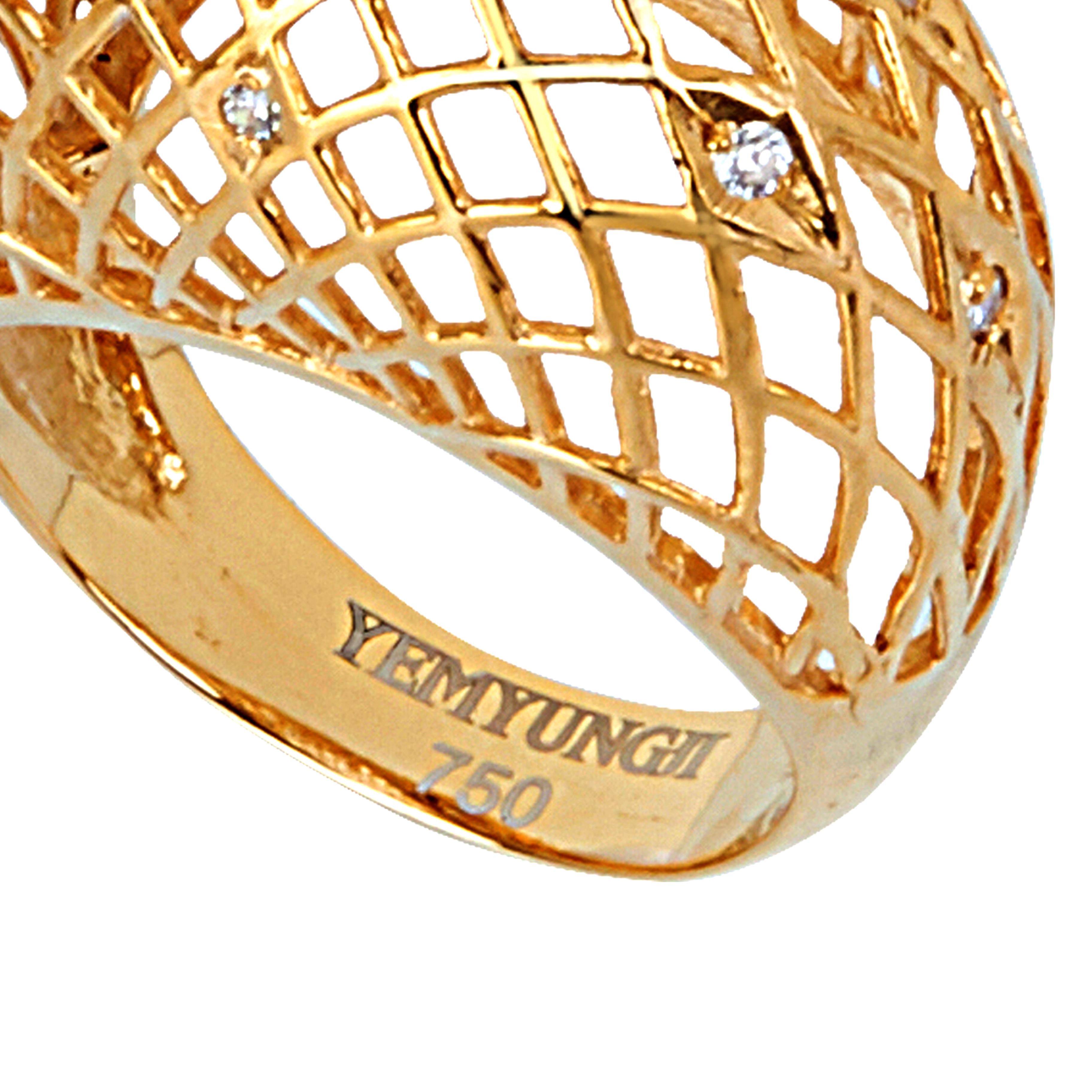 Yemyungji Diamond 18 Karat Yellow Gold Blooming Dome Ring In New Condition For Sale In Seoul, Seoul