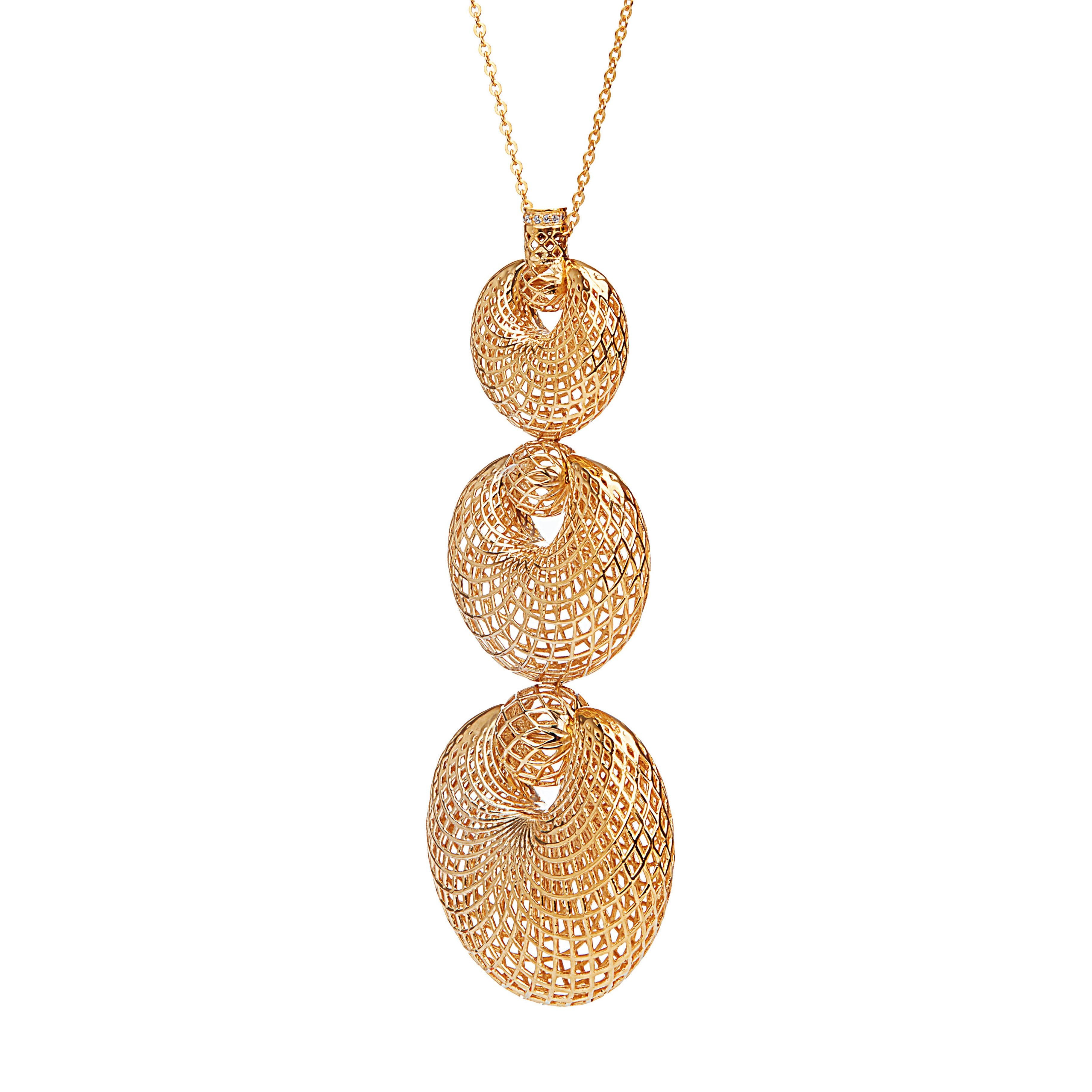 Contemporary Yemyungji Diamond 18 Karat Yellow Gold Blooming Long Chain Necklace For Sale