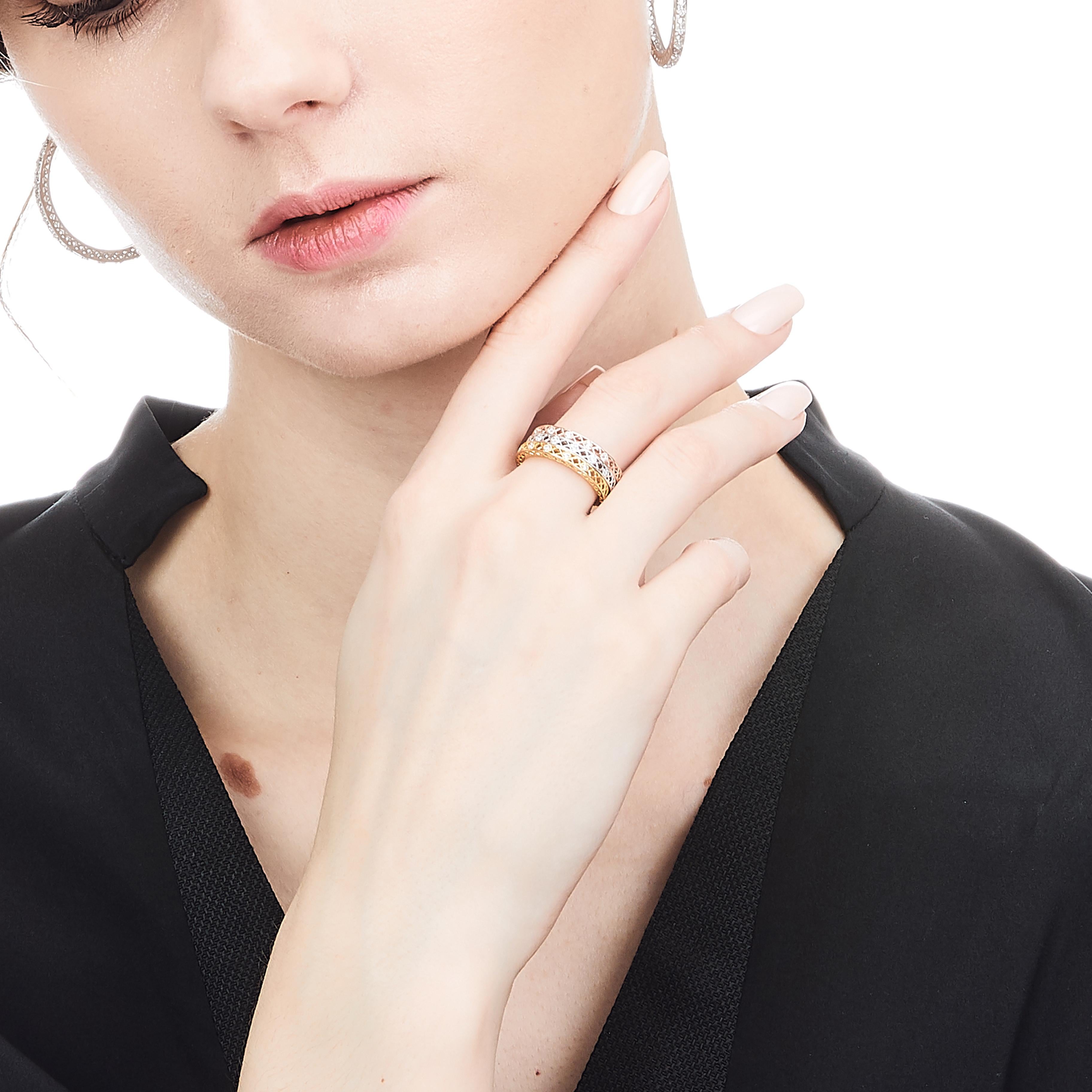 Yemyungji Diamond 18 Karat Yellow White Rose Gold Eternity Ring Layering Set For Sale 5