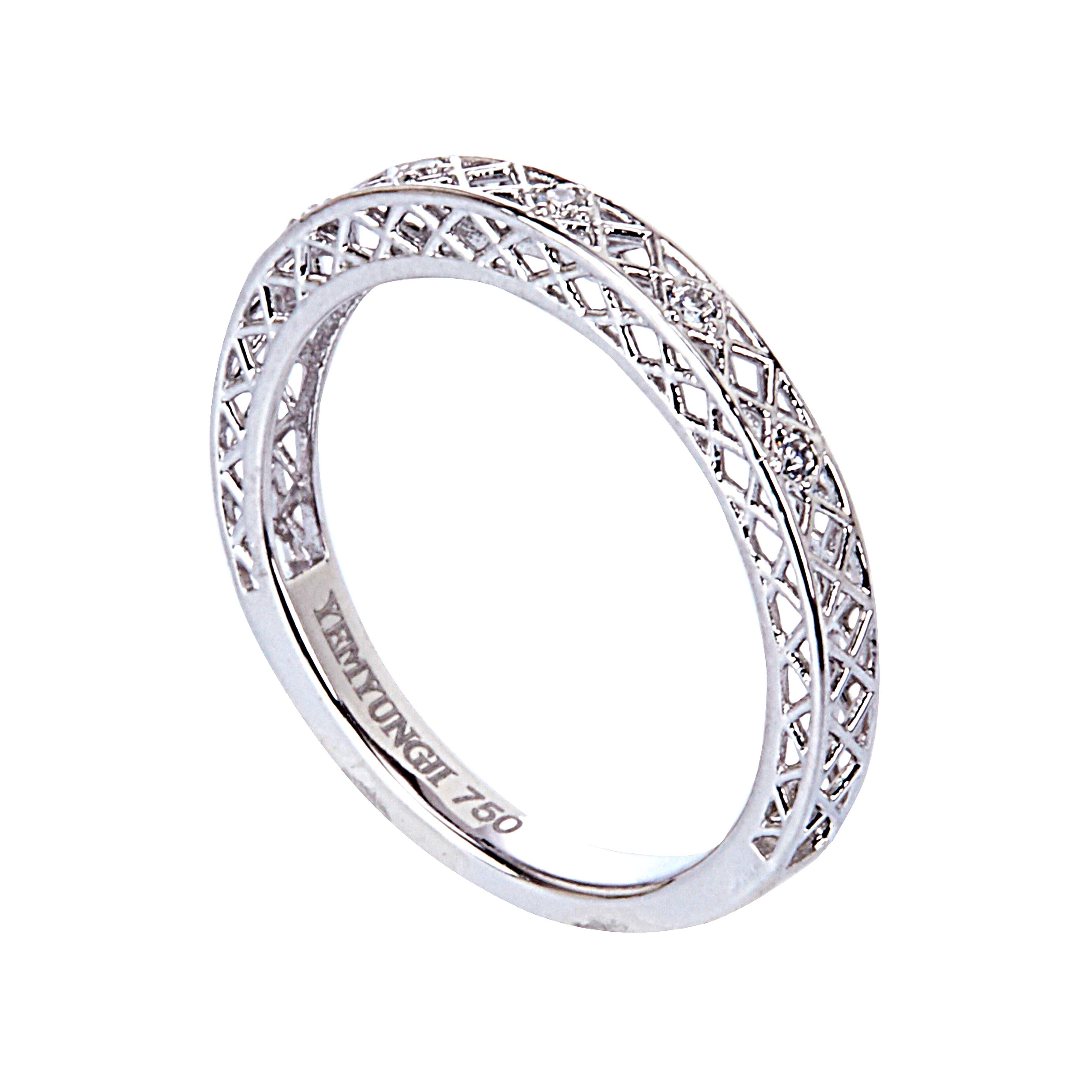 Women's Yemyungji Diamond 18 Karat Yellow White Rose Gold Eternity Ring Layering Set For Sale