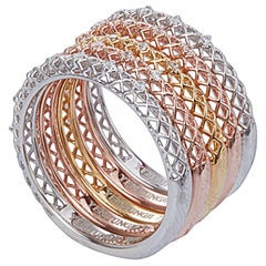 Yemyungji Diamond 18 Karat Yellow White Rose Gold Eternity Ring Layering Set