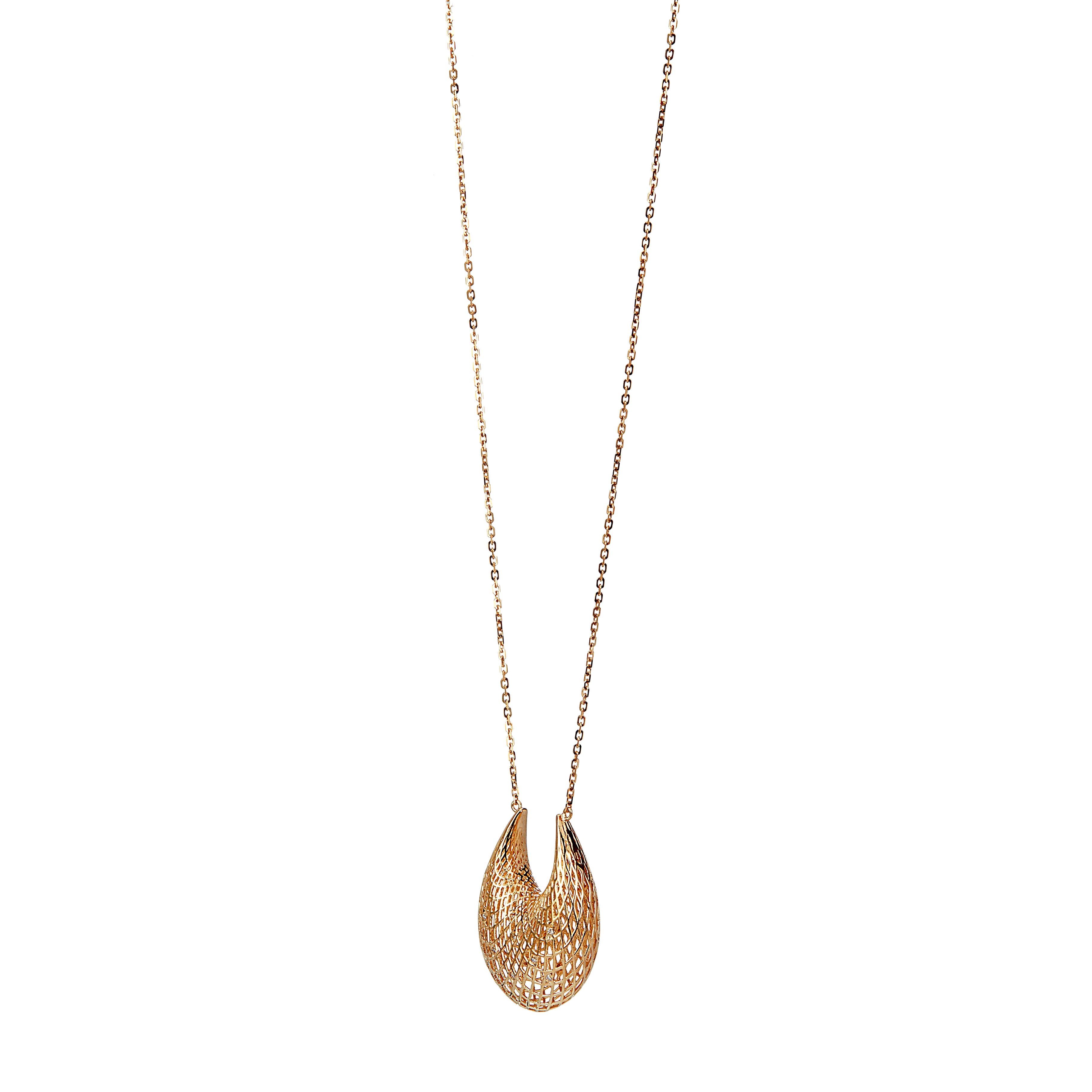 Round Cut Yemyungji Diamond 18K Yellow Gold Blooming Long Chain Necklace For Sale