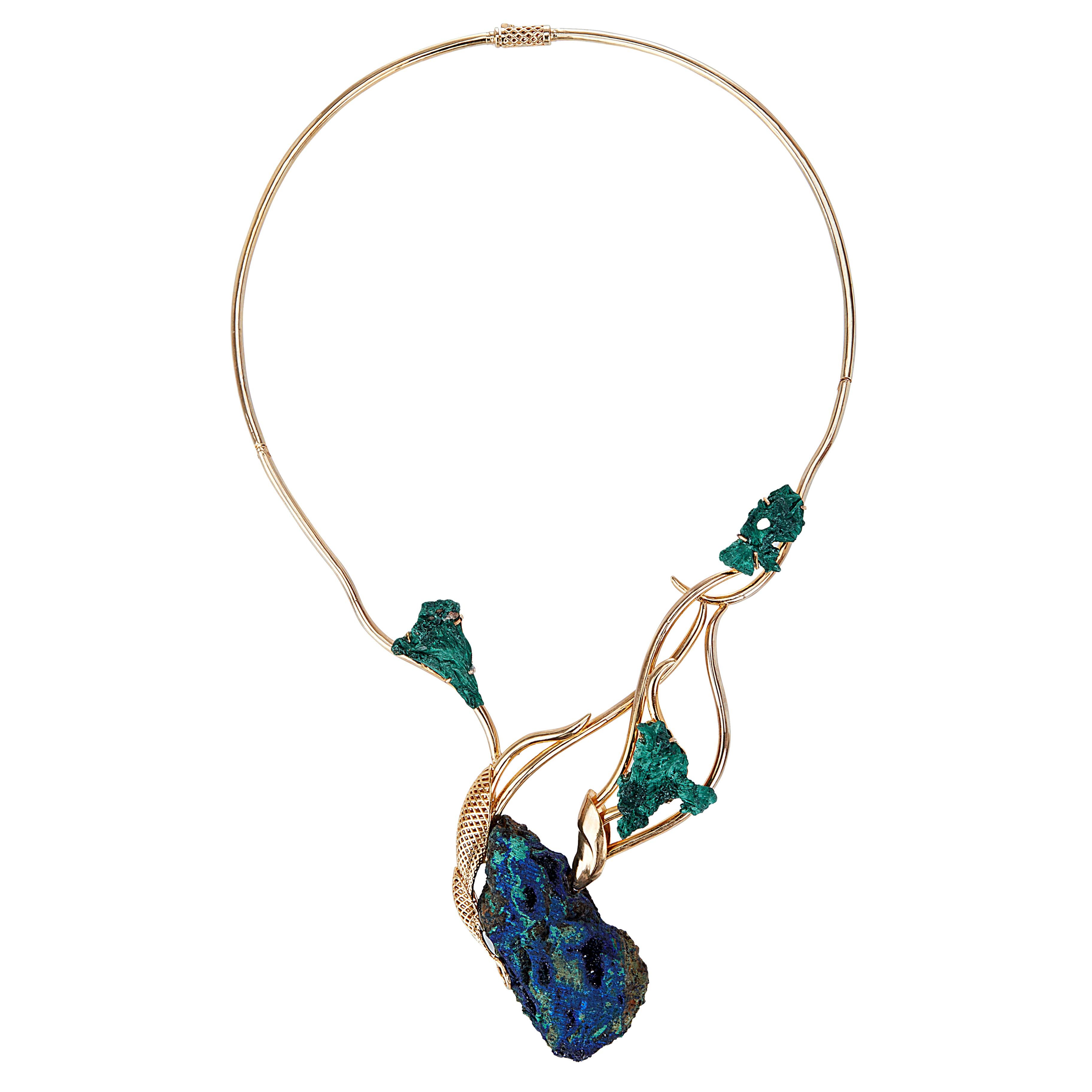 Yemyungji Mineral Collection Malachite 18K Yellow Gold Birth of Life Necklace

For her latest Mineral collection, she took components created with the meshwork and mixed them with a series of gemstones and minerals, some in natural rough form, to