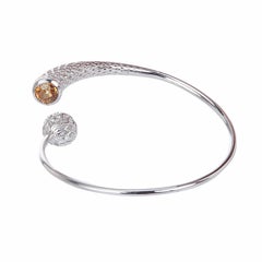 Yemyungji Yellow Zircon 3.94ct Millennium Ball Pendant 18K White Gold Bangle