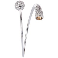 Yemyungji Yellow Zircon 3.94ct Millennium Ball Pendant 18K White Gold Bangle