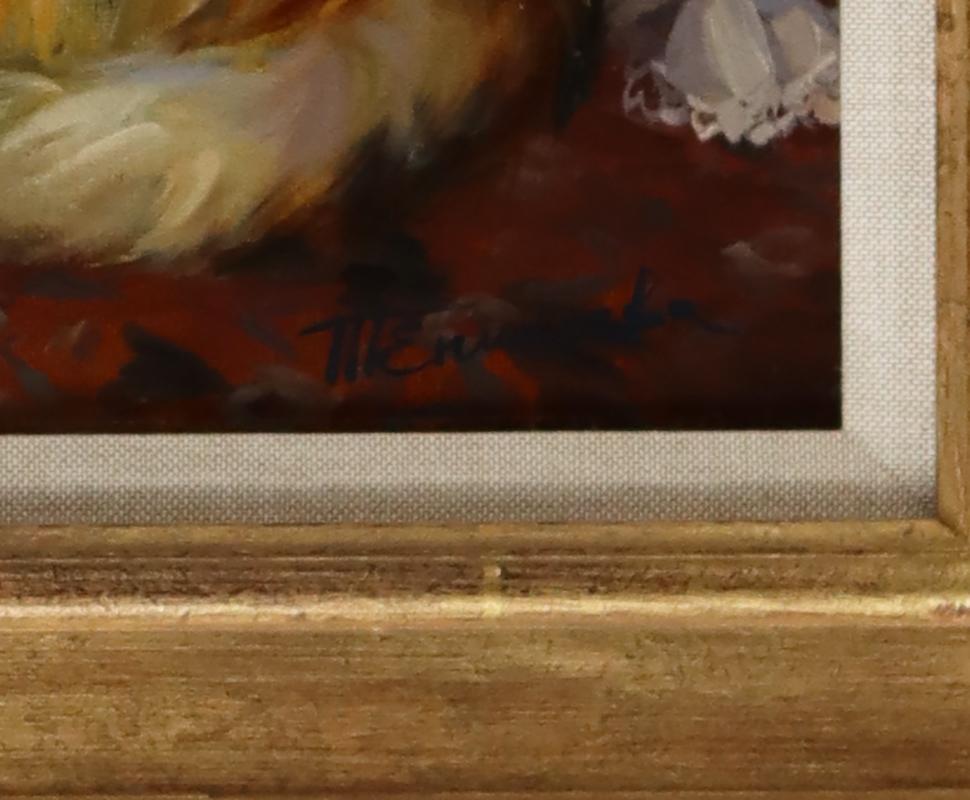 girl with collie painting