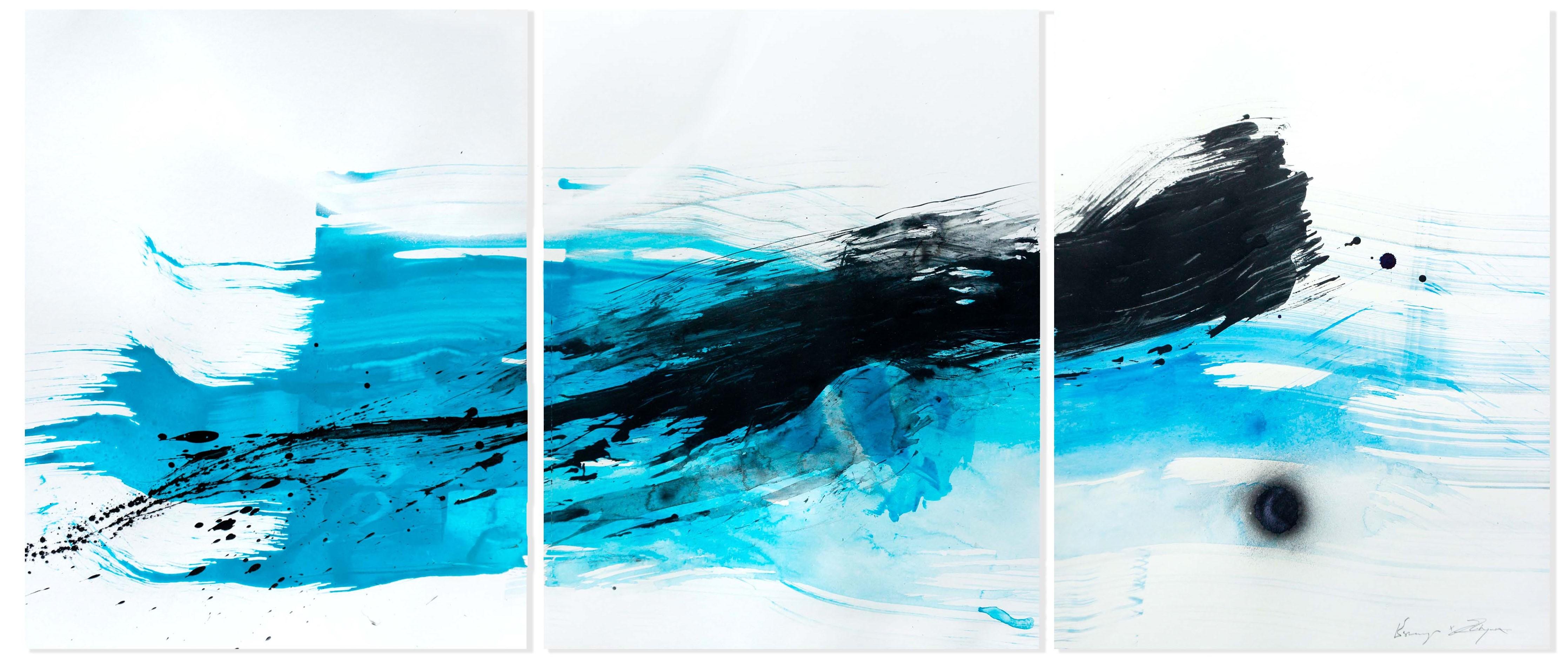 Yeo Shih-Yun Abstract Painting - Blue Riff (3 Artworks)