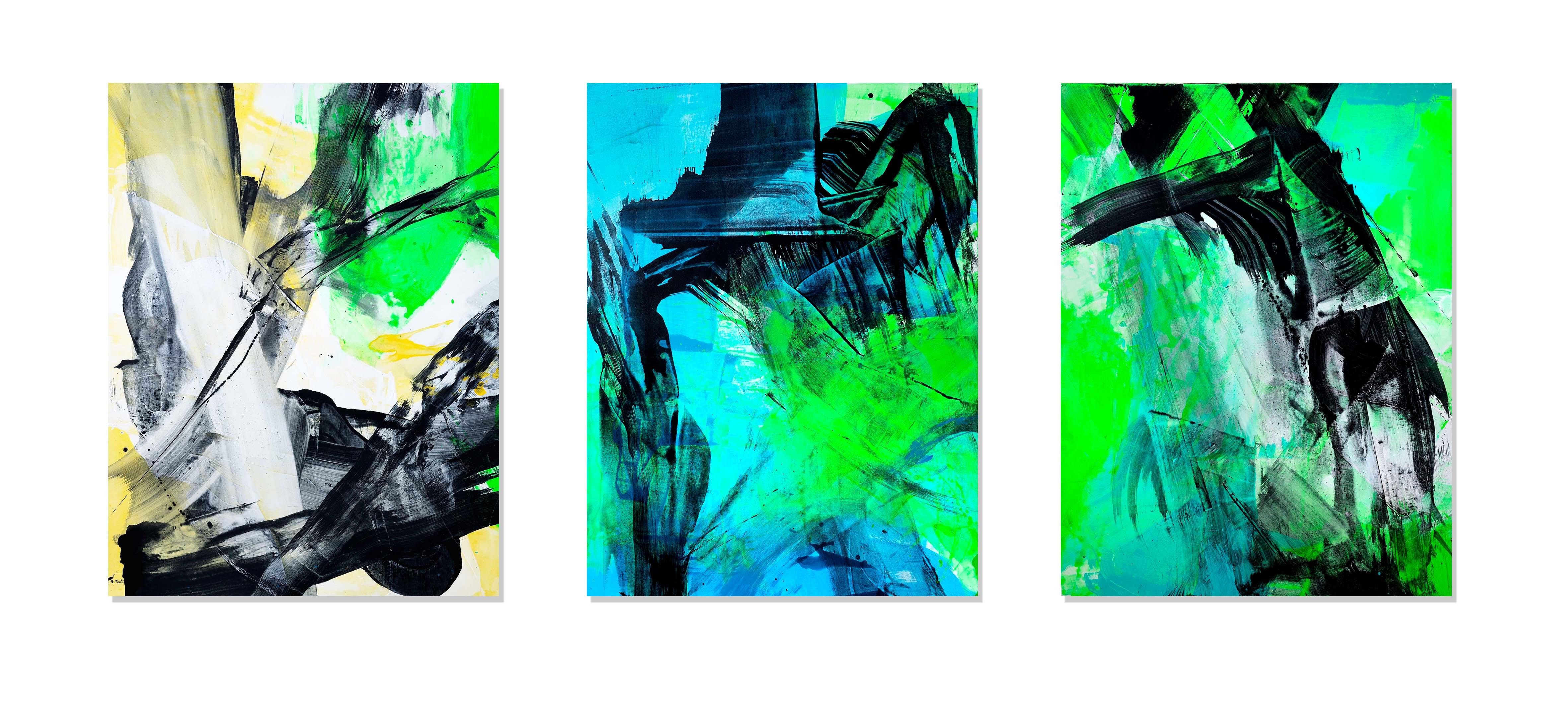 Electric Series #3 - Green Abstract Painting by Yeo Shih-Yun