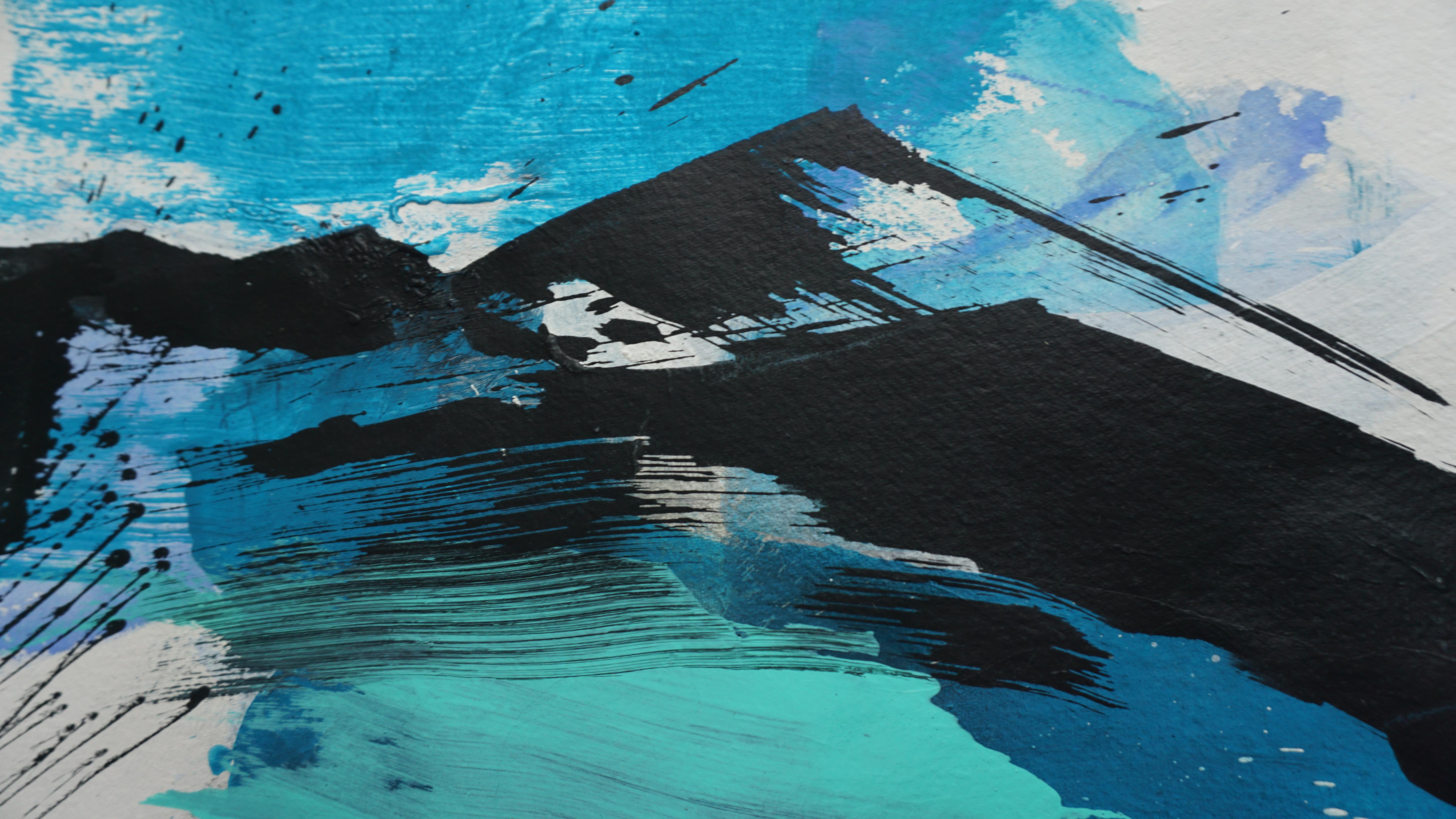 Mountain III - Blue Abstract Painting by Yeo Shih-Yun