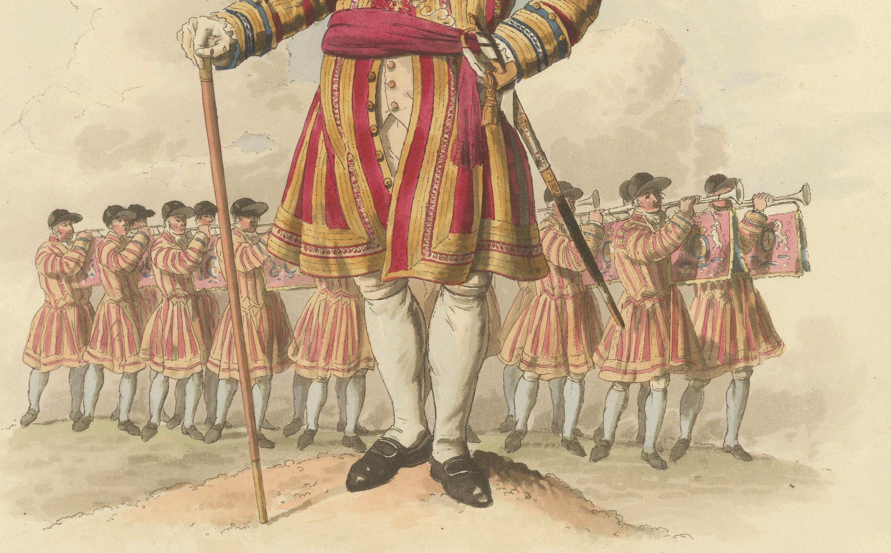 Yeoman of the Guard in Ceremonial Uniform – William Miller, London, c.1805

This elegant hand-colored print, published by William Miller around 1805, presents a full-length depiction of a Yeoman of the Guard — the oldest royal bodyguard in Britain —