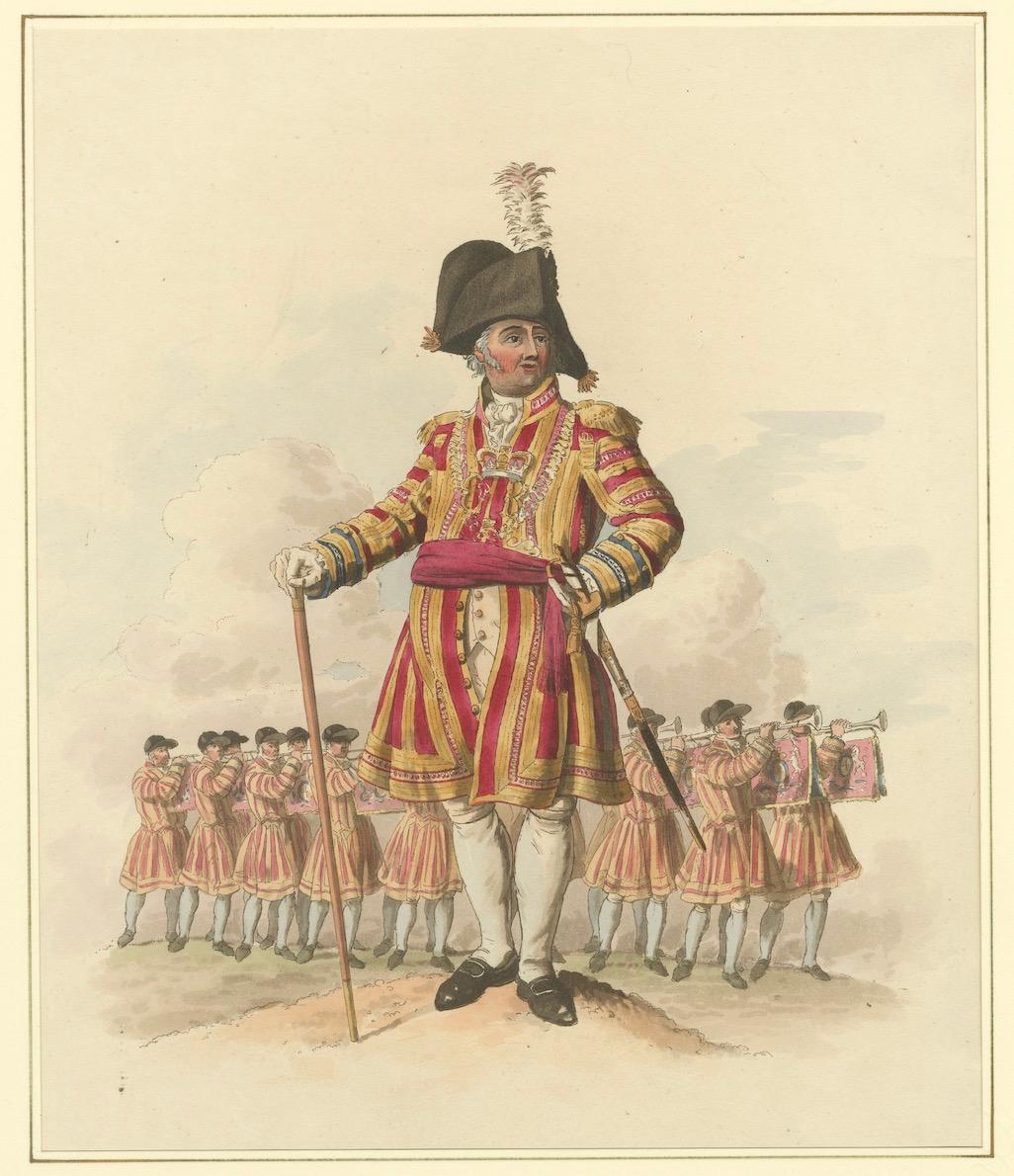 Engraved Yeoman of the Guard in Ceremonial Uniform – William Miller, London, ca.1805 For Sale